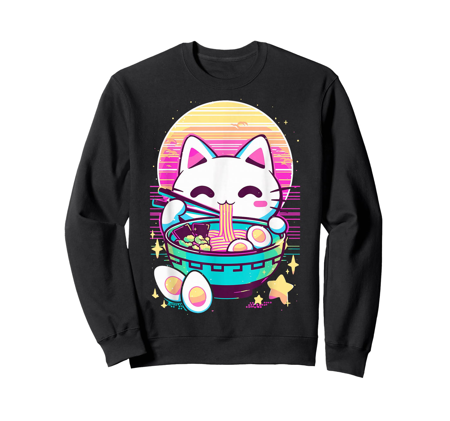 Anime Cat Eating Ramen Japanese Ramen Cat Japan T-Shirt