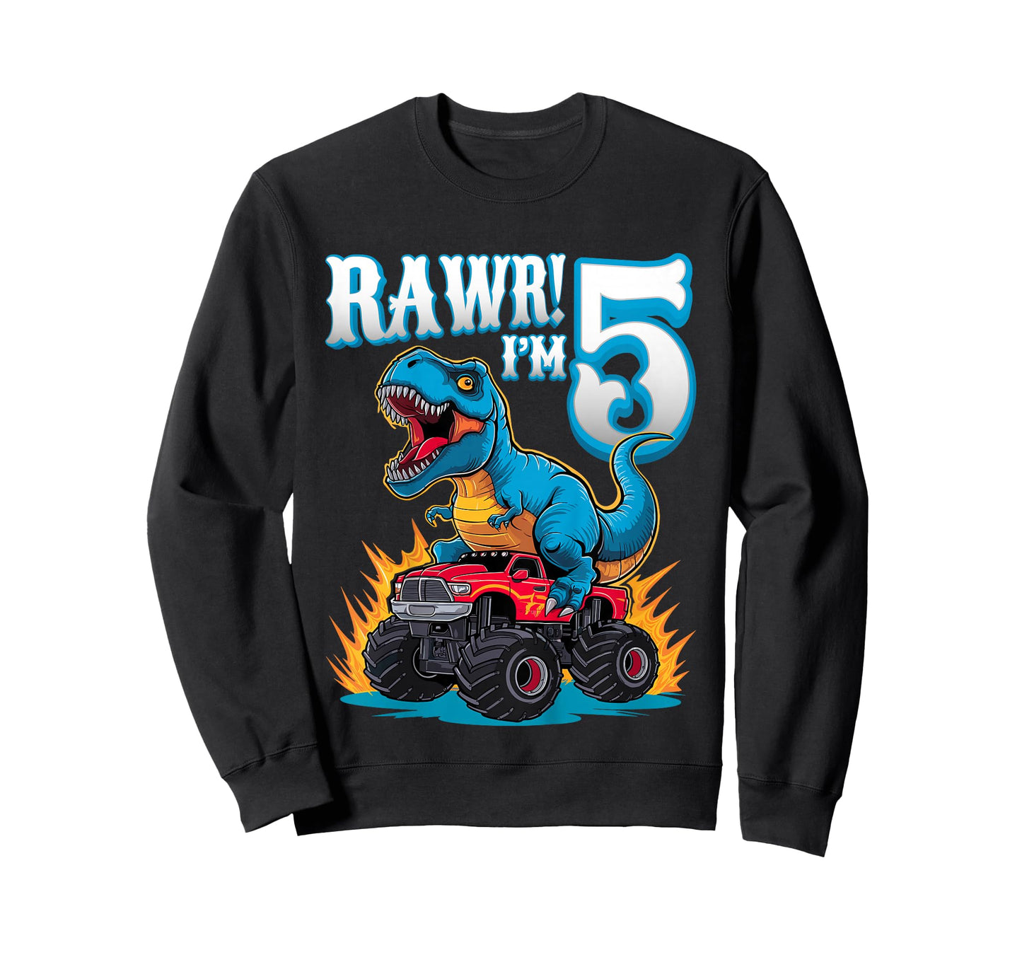 Rawr I'm 5 Year Old T-Rex Monster Truck 5th Birthday Party T-Shirt