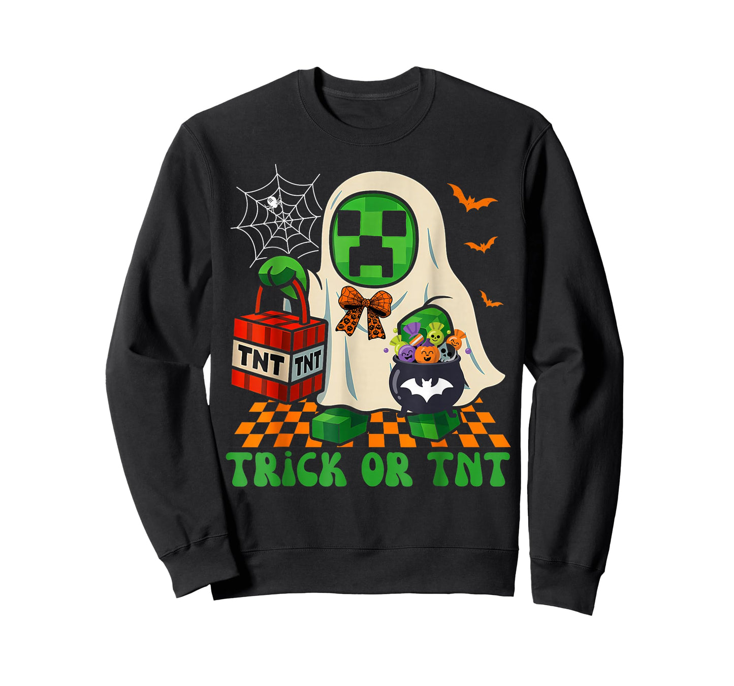 Funny Halloween Ghost Gamer Pixel Kids Boy Trick or TNT T-Shirt