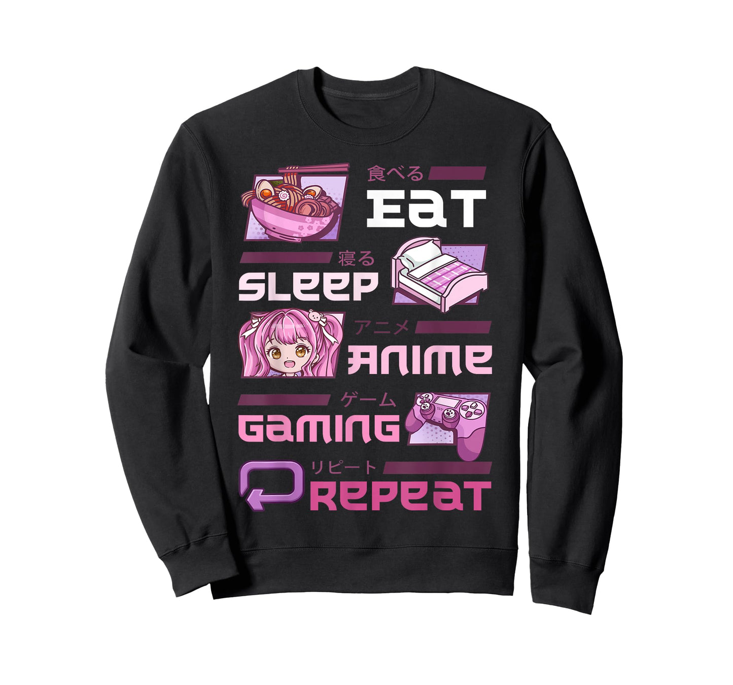 Gamer Gaming Video Games Funny Eat Sleep Anime Gaming Repeat T-Shirt