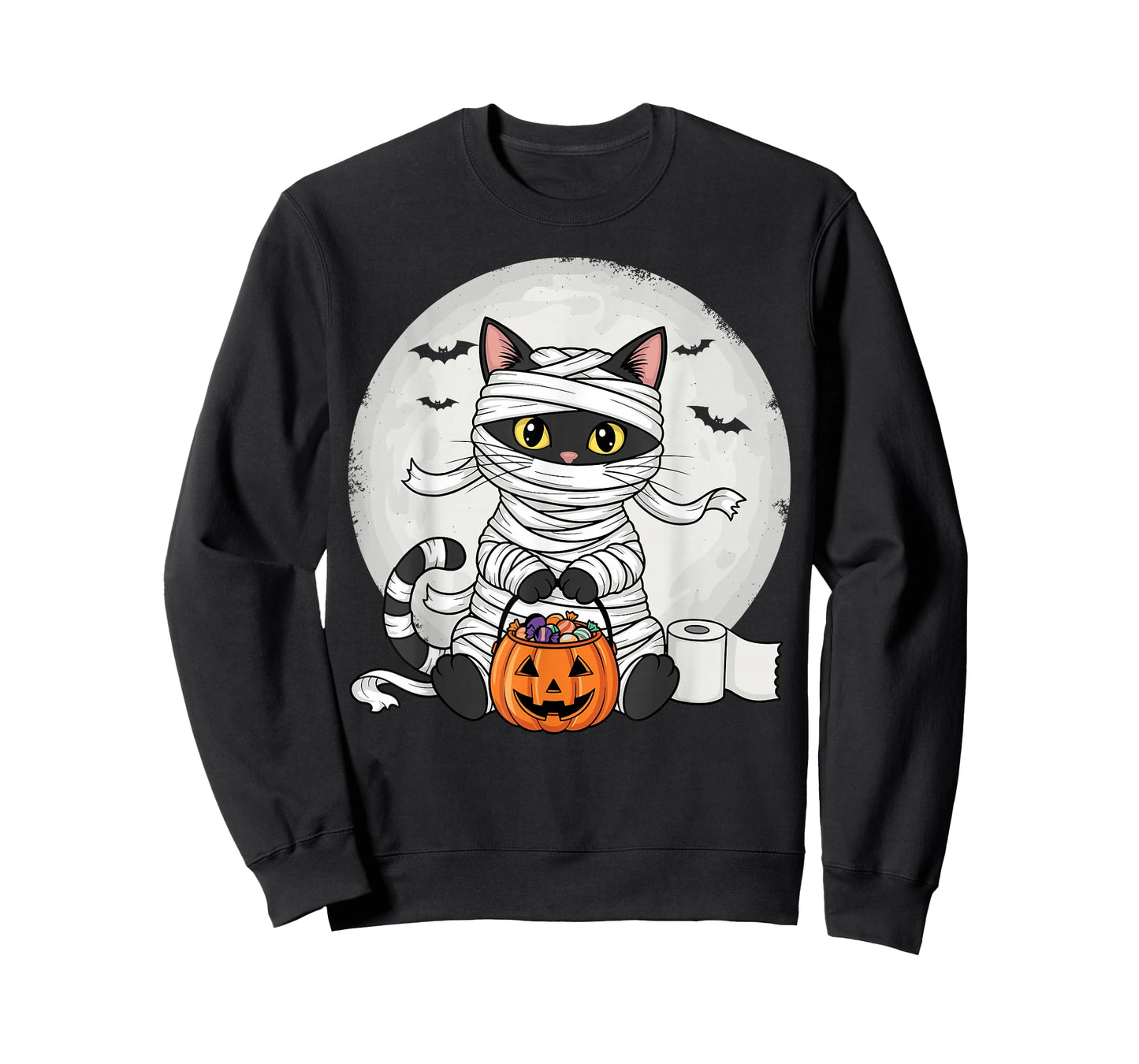 Cute Mummy Black Cat Halloween Costume Funny Trick or Treat T-Shirt