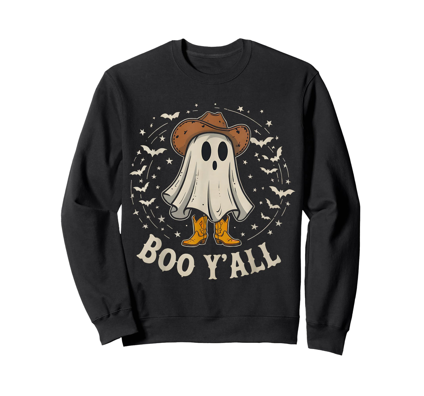 Western Country Halloween Southern Retro Ghost Boo Y'all T-Shirt