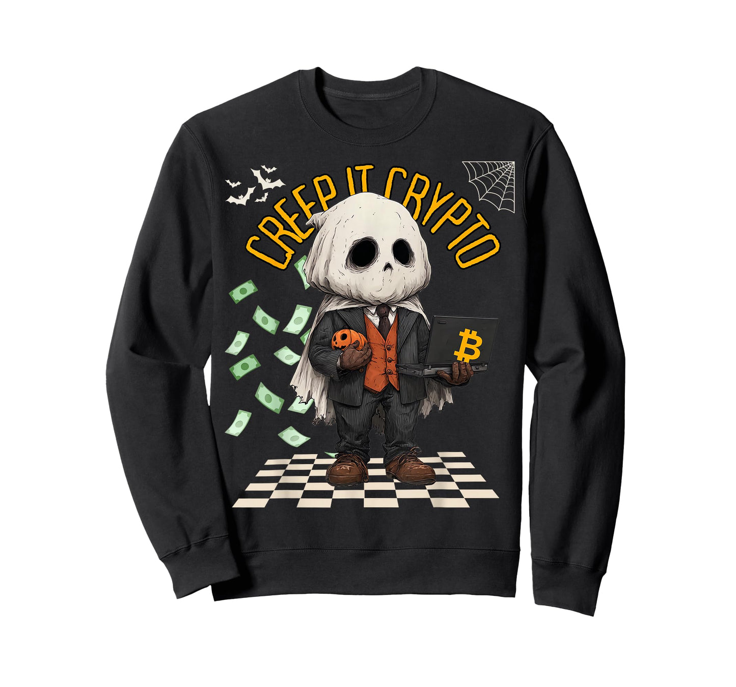 Creep It Crypto Funny Bitcoin Halloween Ghost Design T-Shirt