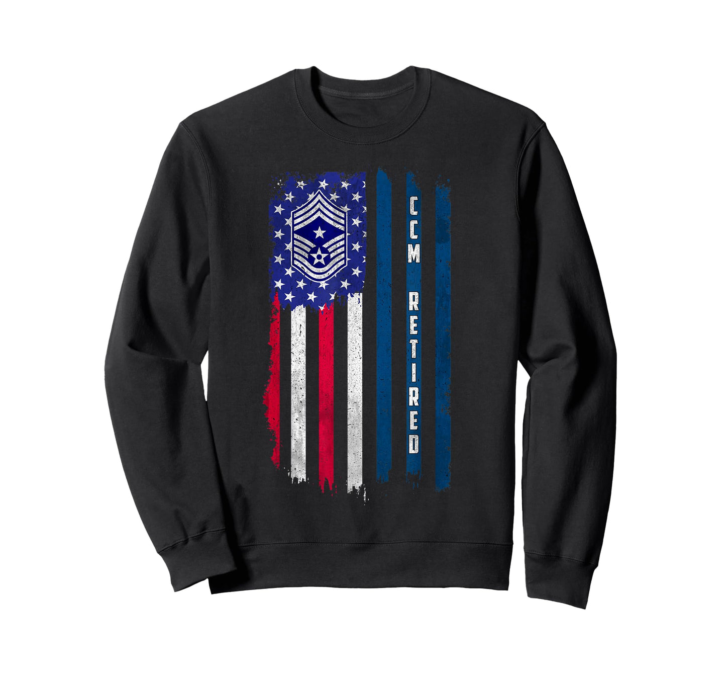Retired E-9 Command Chief Master Sergeant Rank American Flag T-Shirt