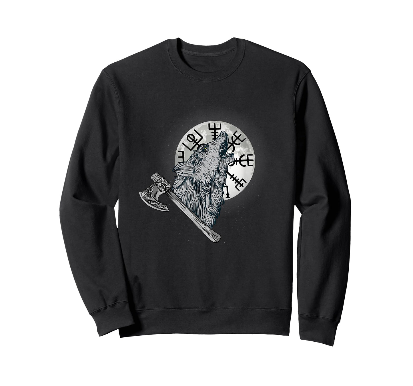 Wolf howls at the moon and Viking compass, Viking T-Shirt