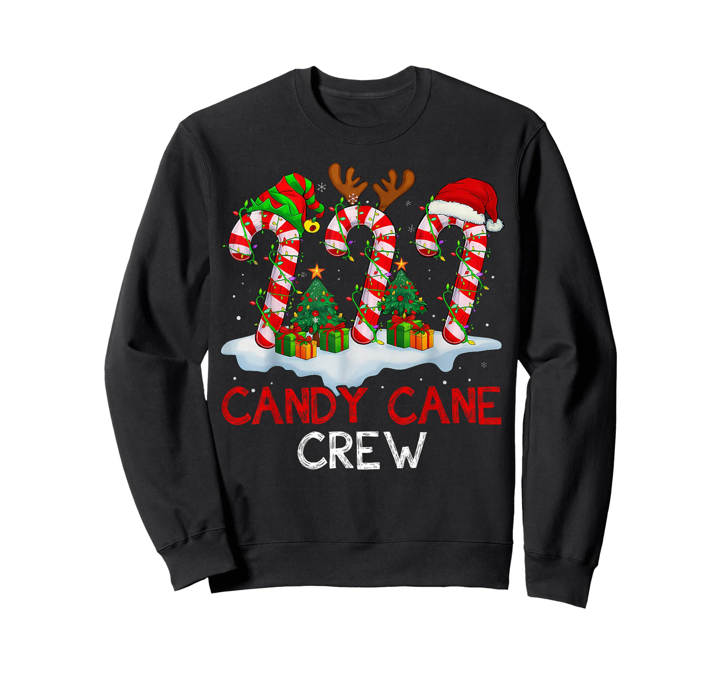 Candy Cane Crew Shirt Adult Men Women Kids Christmas Pajamas T-Shirt