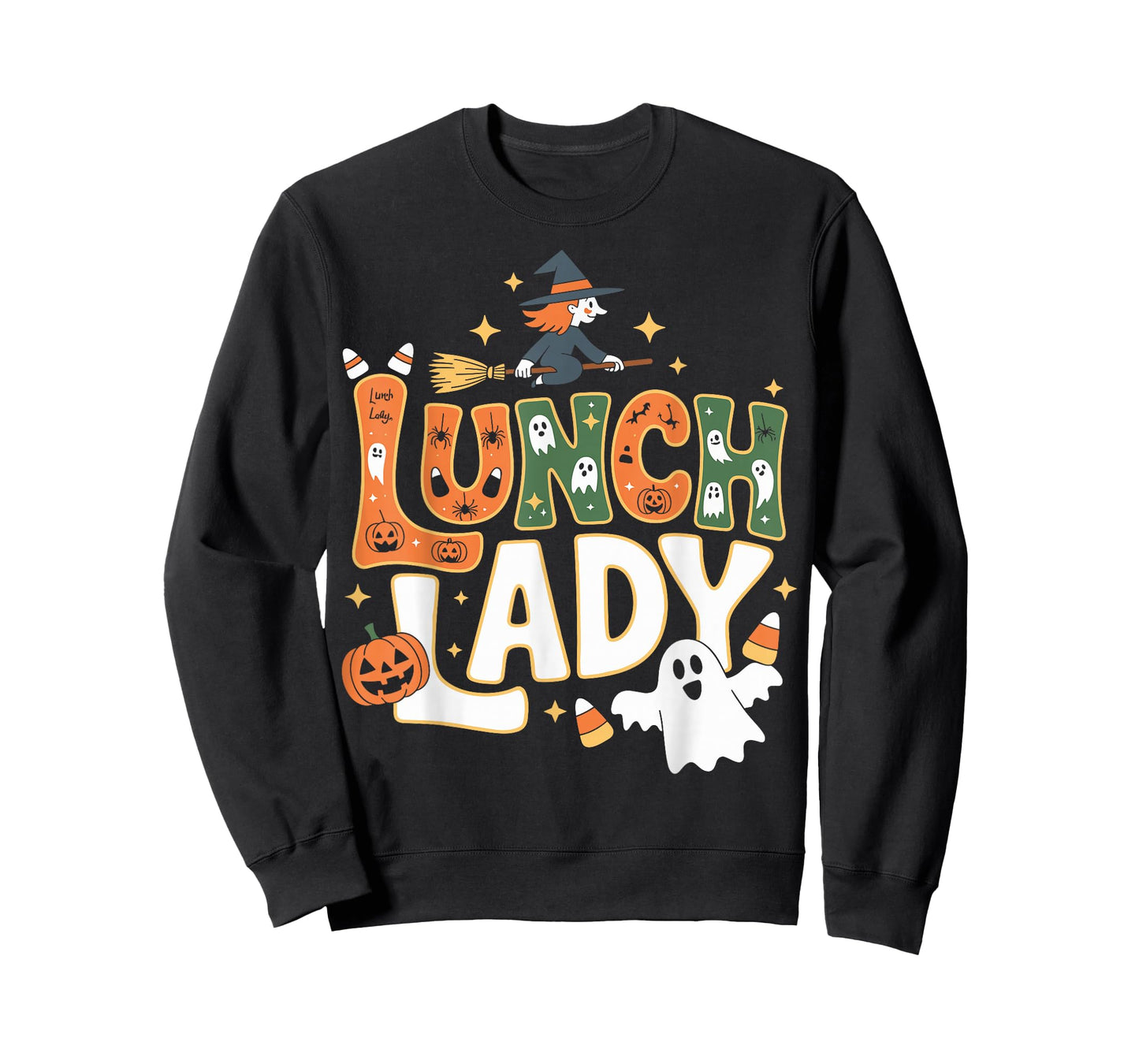 Halloween Lunch Lady Cute Witch Ghost Pumpkins T-Shirt