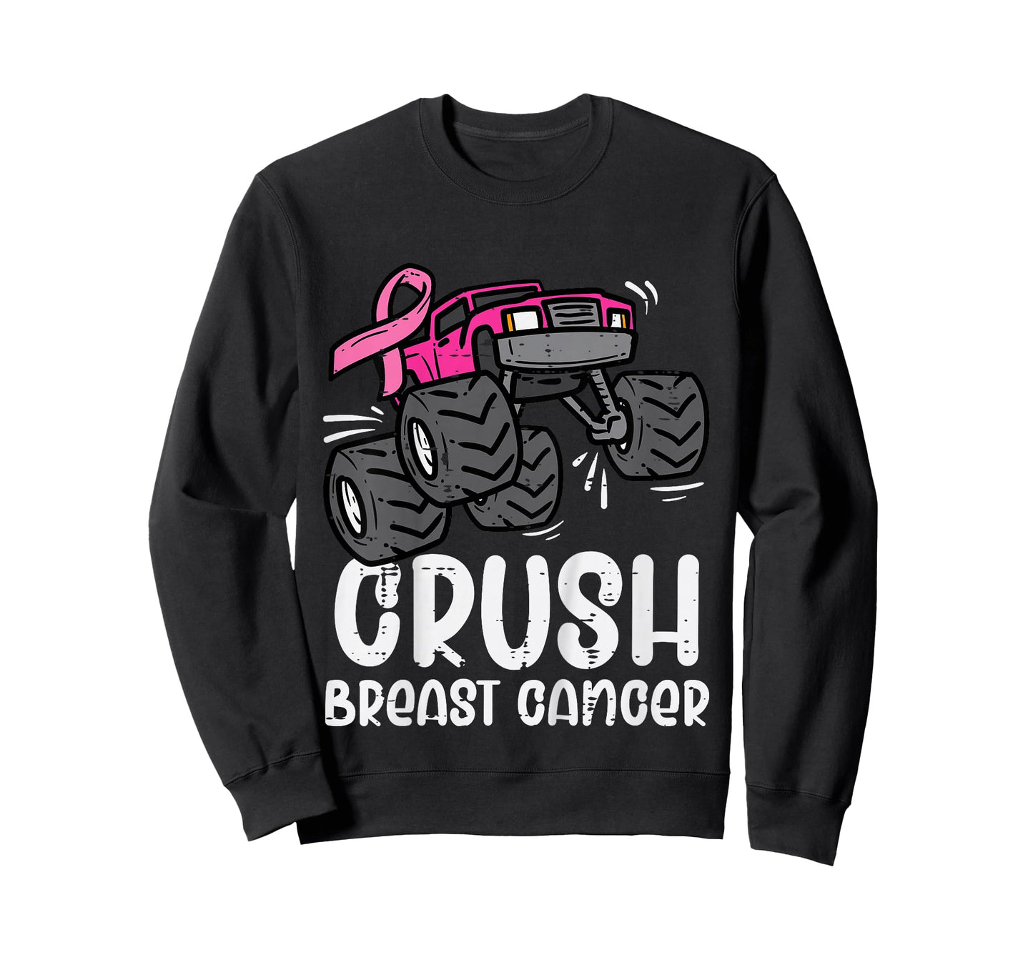 Kids Monster Truck Pink Breast Cancer Awareness Kids Toddler Boys T-Shirt