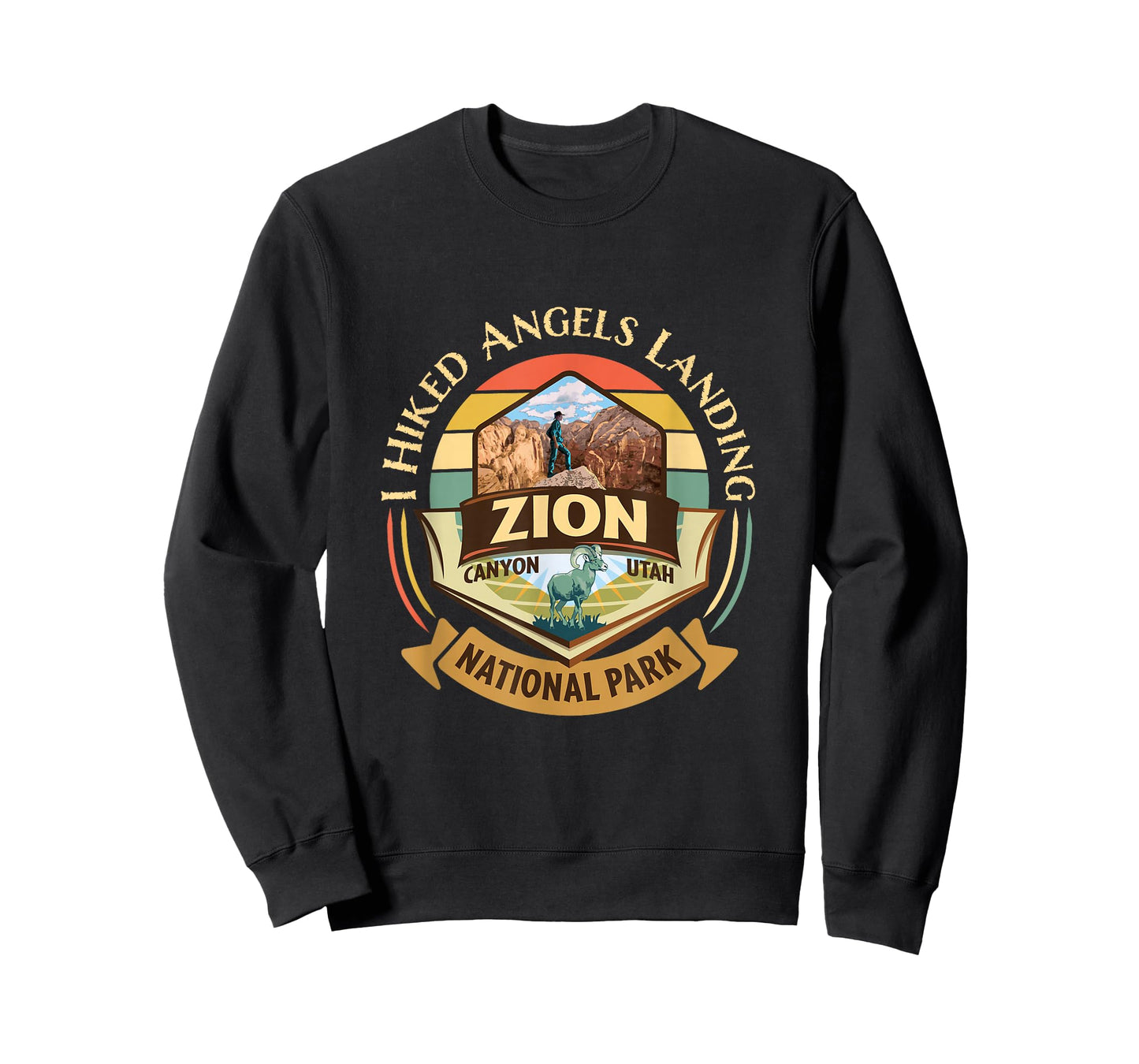 I Hiked Angels Landing Zion Retro Vintage Sunset Design T-Shirt
