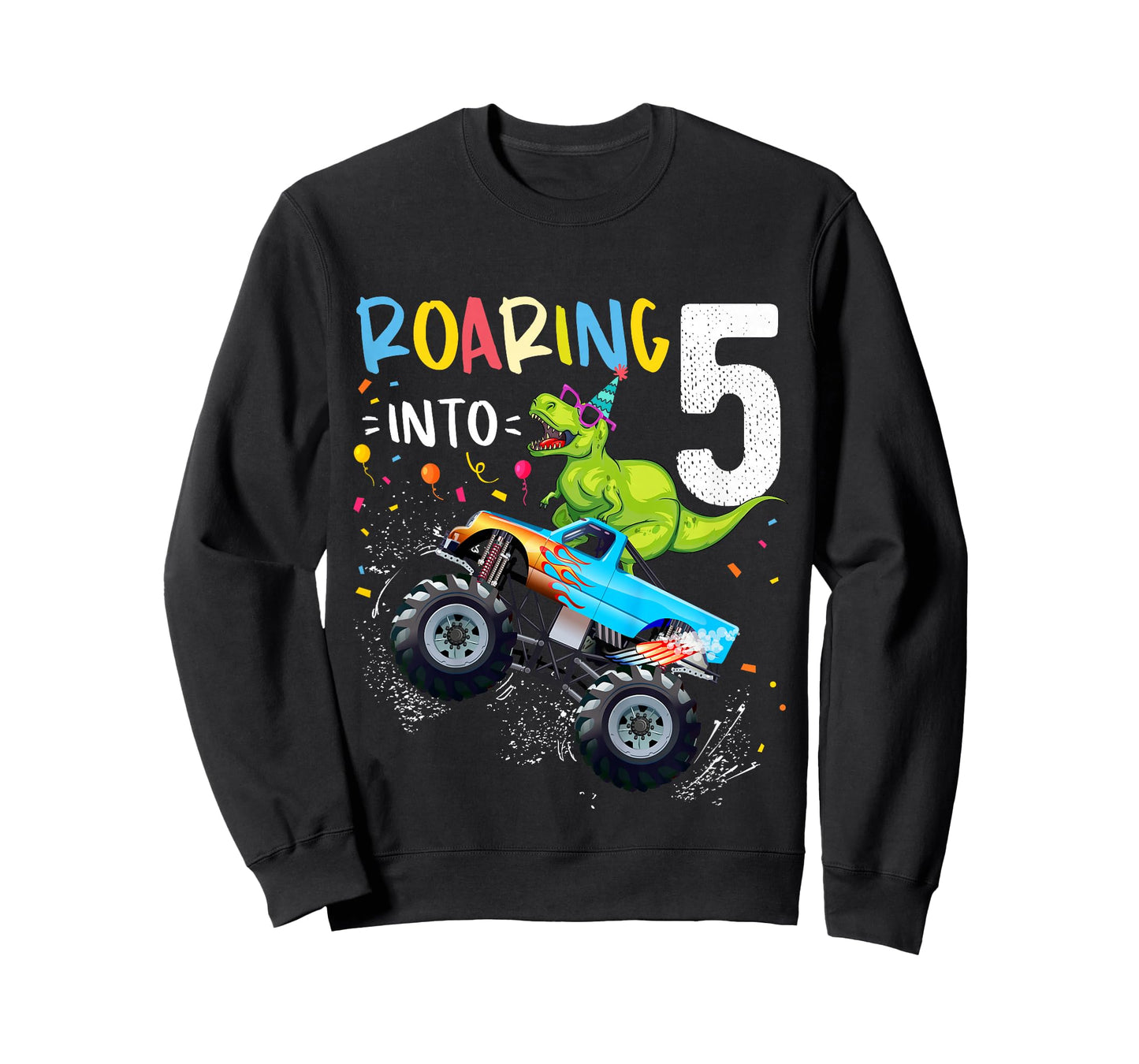 5th Birthday T Rex Dinosaur Monster Truck Boys and Girls T-Shirt