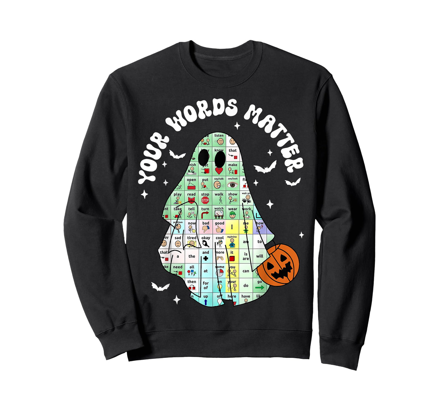 Your Words Matter Pumpkin Ghost SLP Speech Therapy Halloween T-Shirt