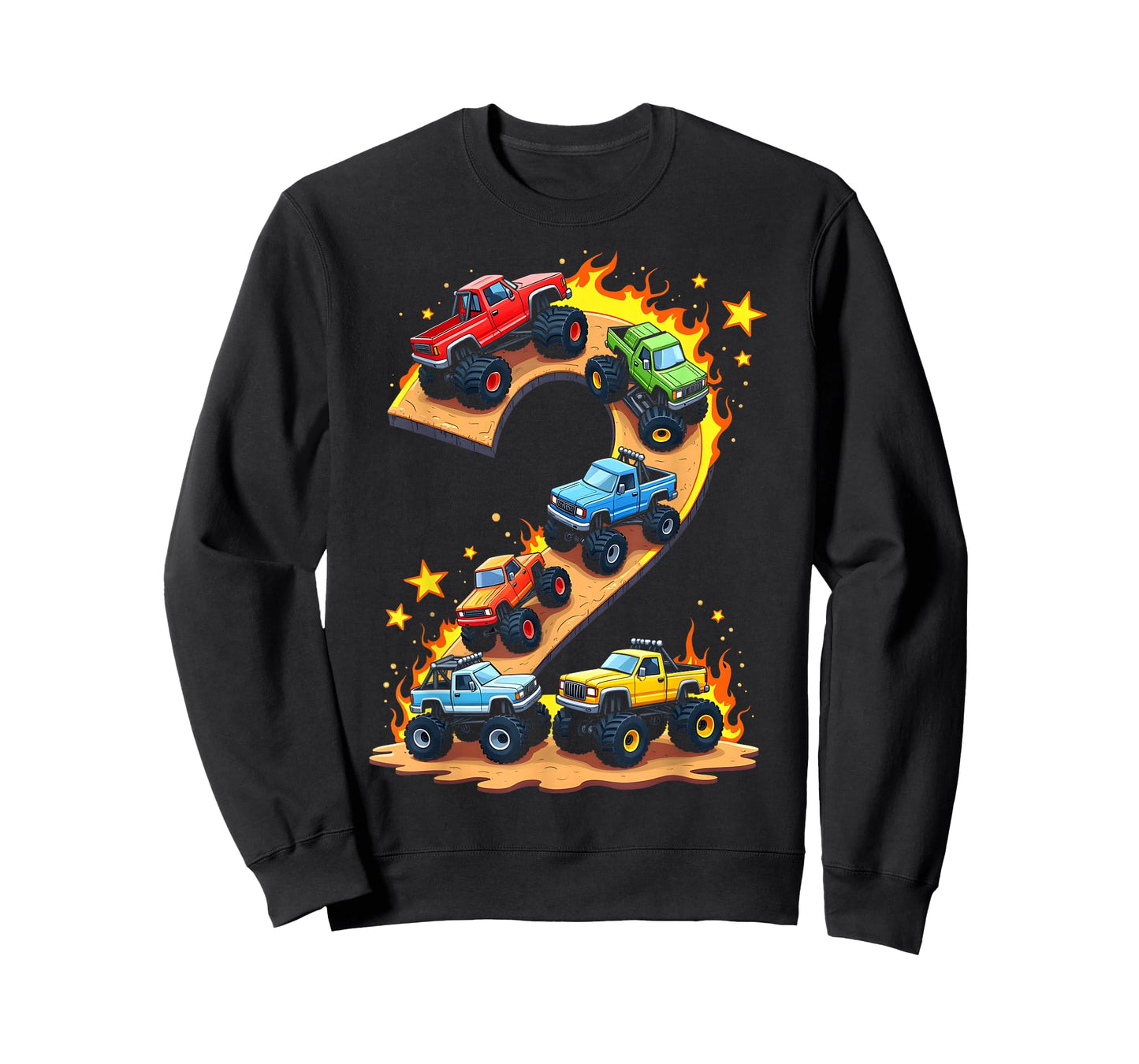 2 Year Old Monster Truck Boy Toddler 2nd Birthday Party T-Shirt
