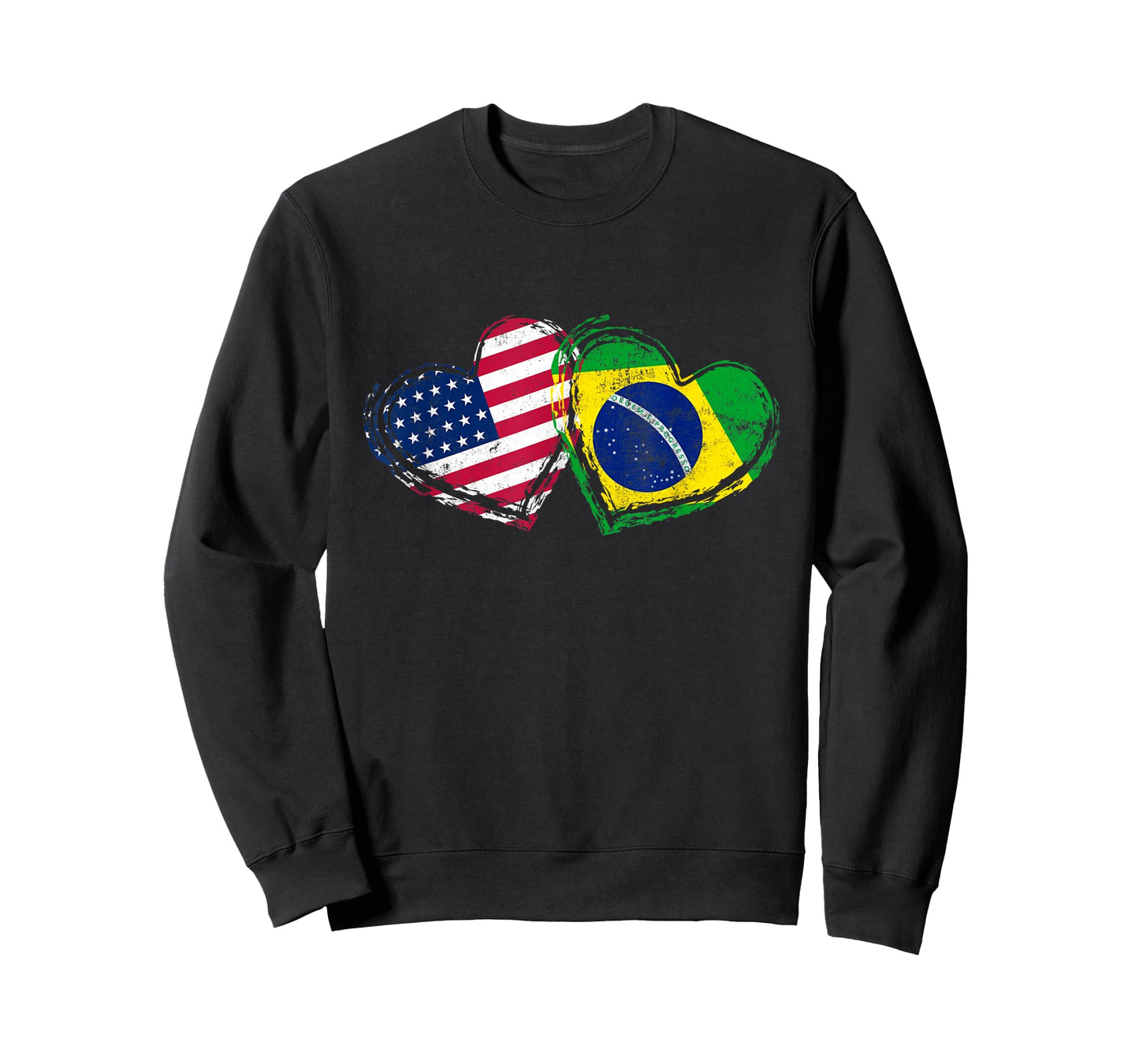 Brazil American Flag Heart T-Shirt Brazilian American Love T-Shirt