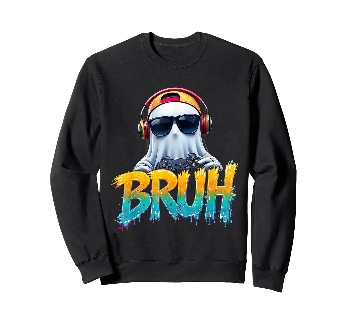 Retro Halloween Gaming Controller Skeleton Video Game Bruh T-Shirt