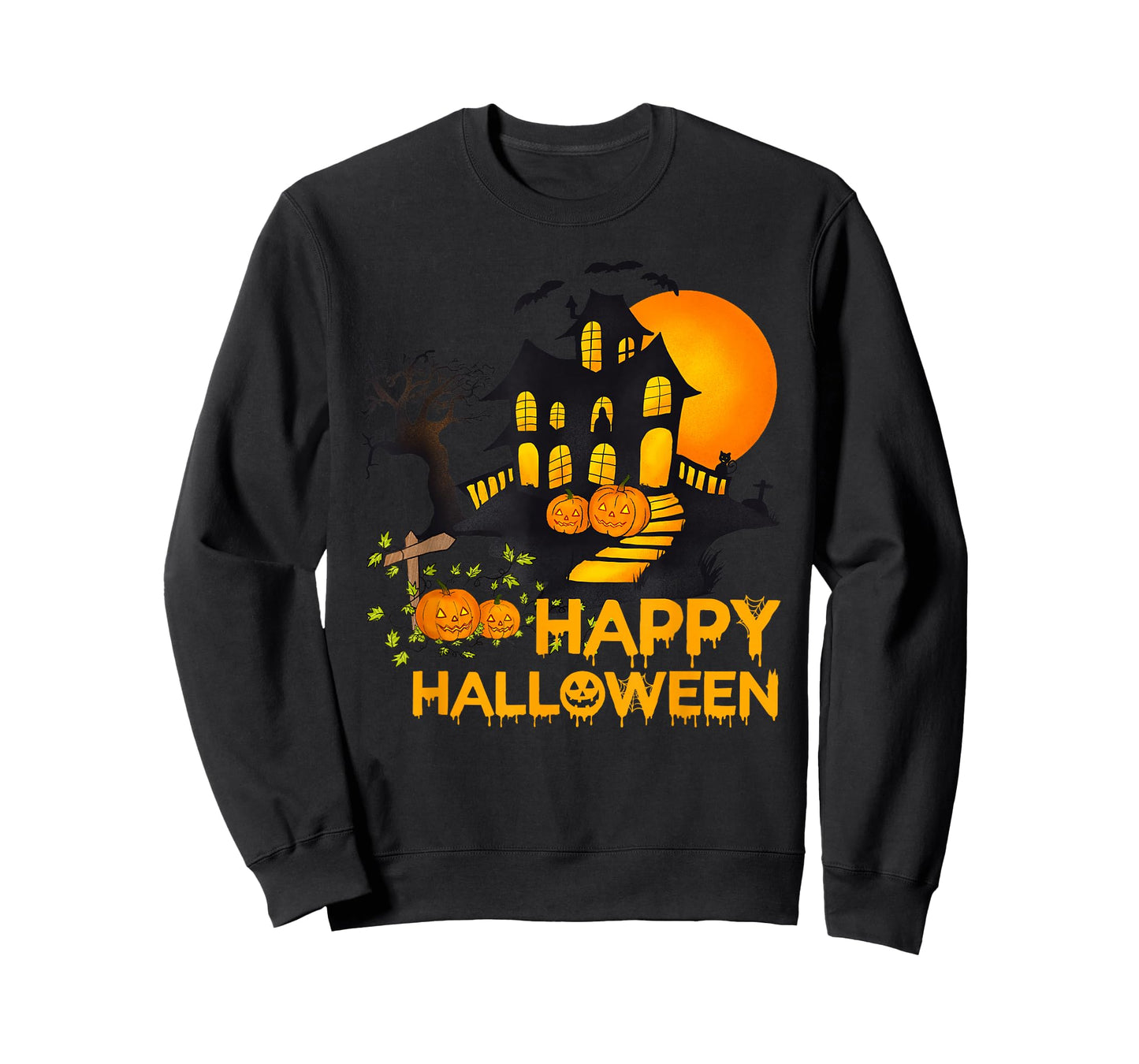 Happy Halloween Spooky Pumpkin Haunted House Men Women Kids T-Shirt