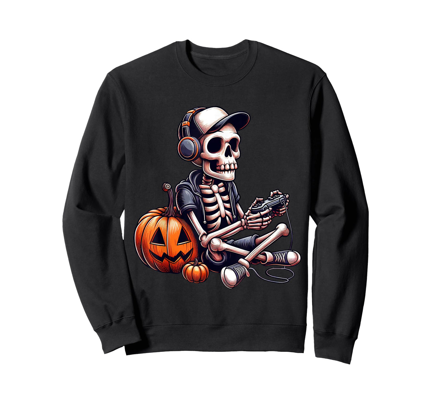 Funny Skeleton Playing Video Game Halloween Shirt Boys Gamer T-Shirt