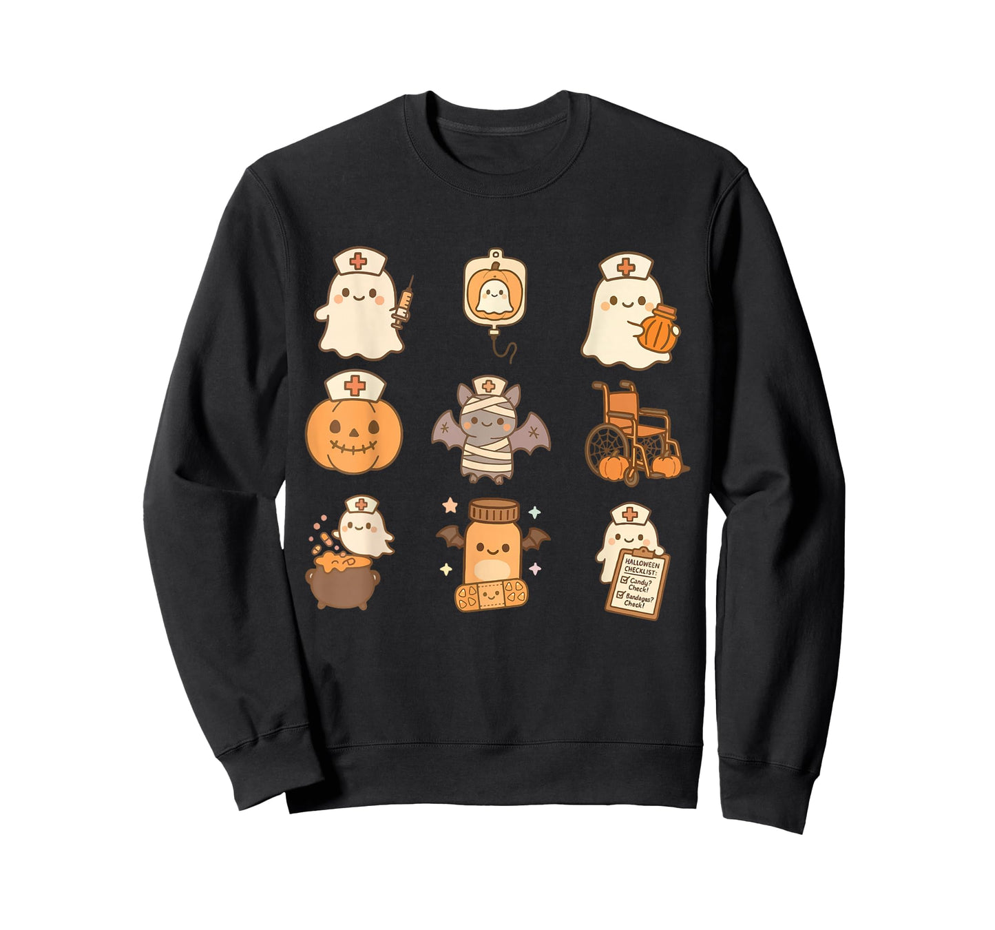 Funny Spooky Nurse Halloween Pumpkin Ghost School Nursing T-Shirt