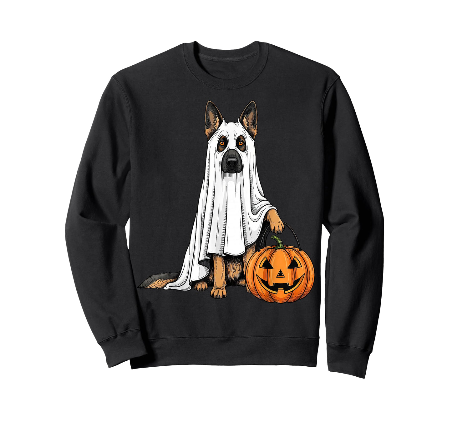 Funny German Shepherd Ghost Pumpkin Cute Spooky Dog Lover T-Shirt