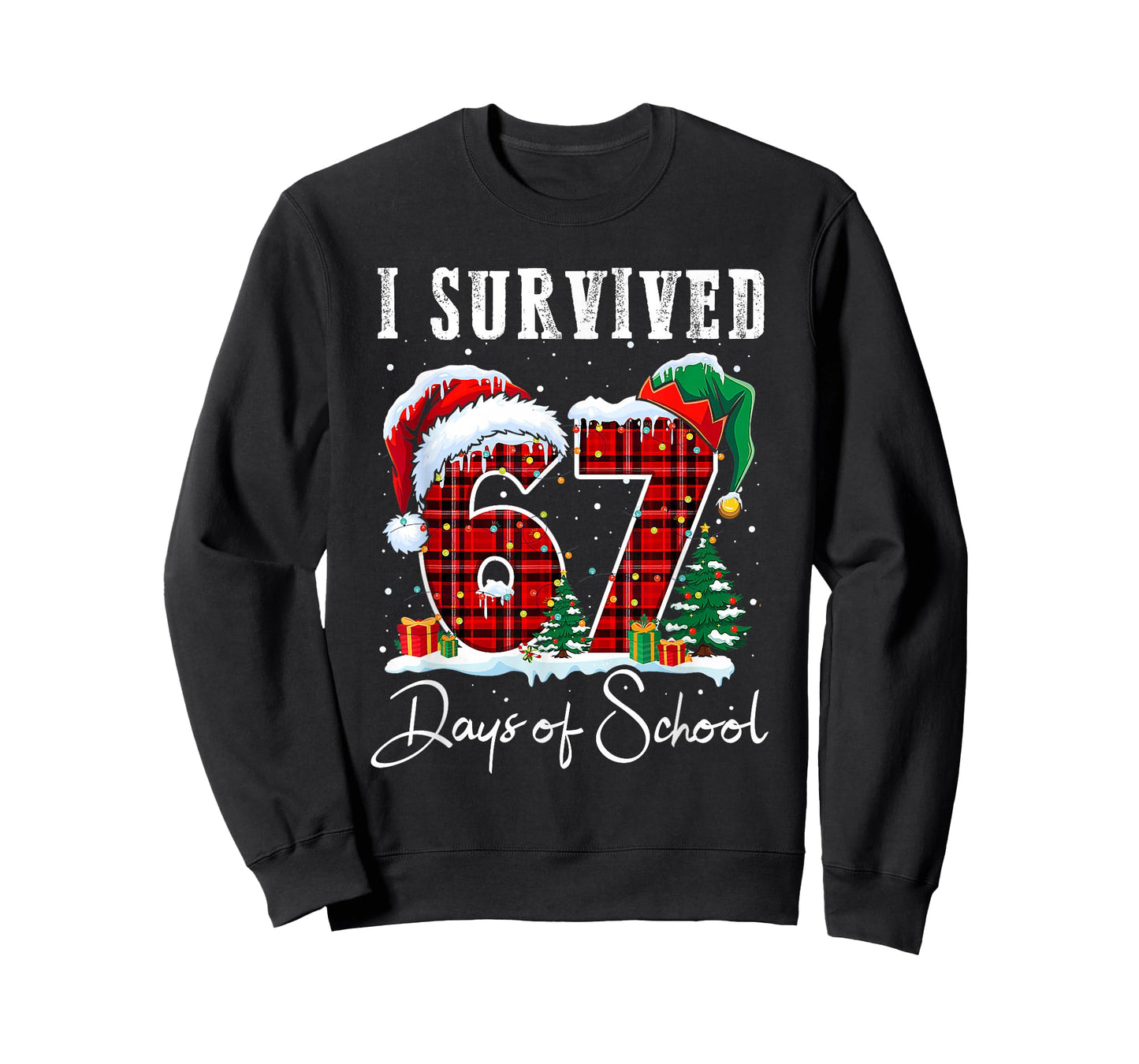 I Survived 67 Days of School Christmas Candy Cane Six Seven T-Shirt