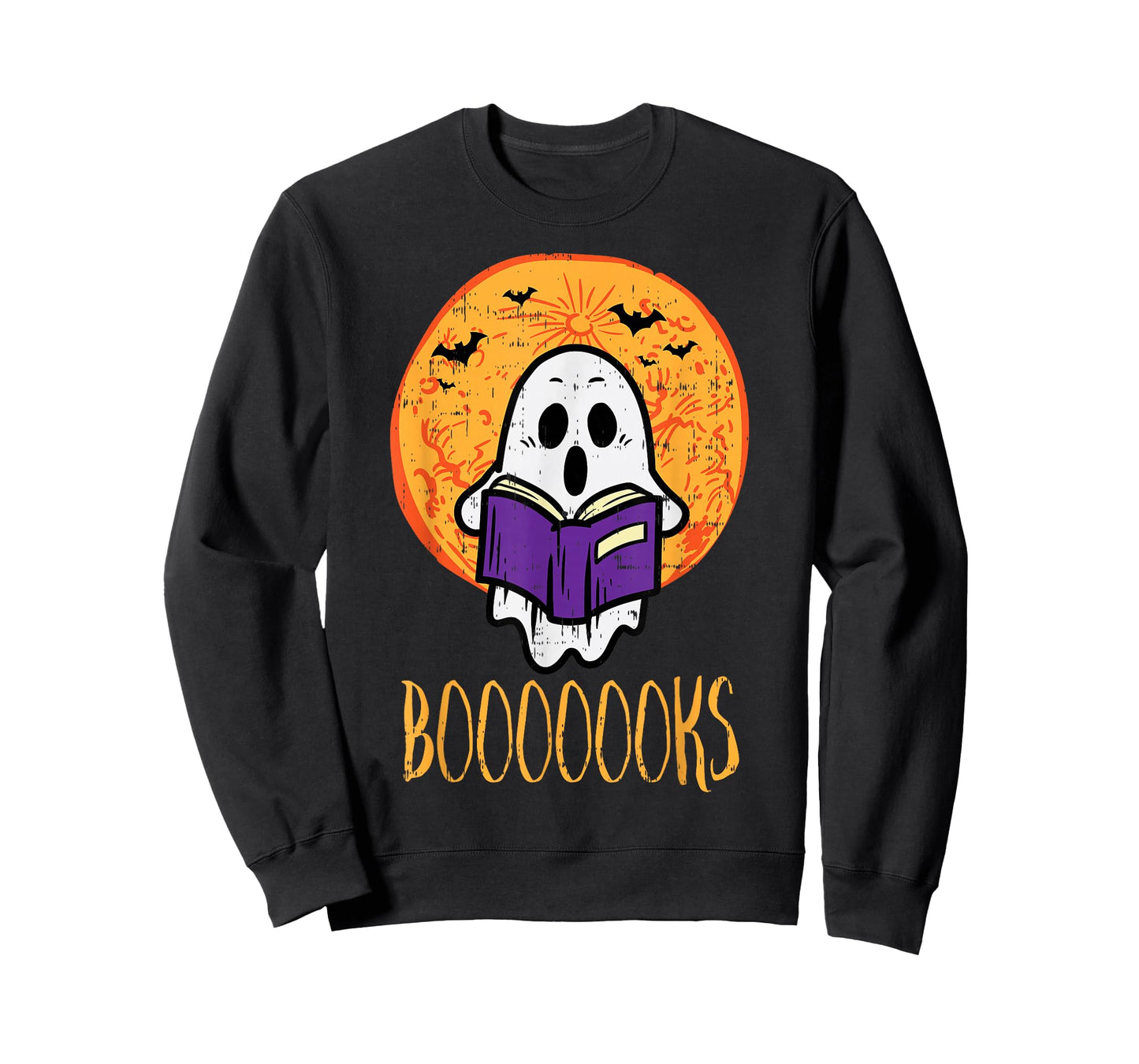 Boooks Moon Ghost Reading Halloween Bookworm Librarian Book T-Shirt