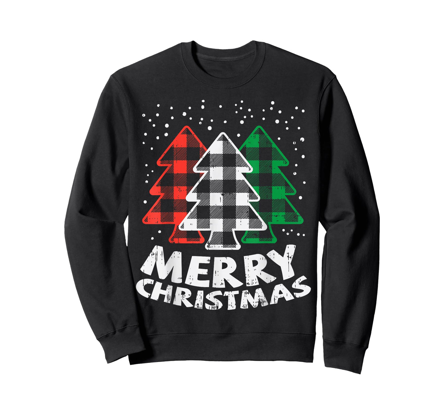 Green White Red Buffalo Plaid Merry Christmas Trees Gift T-Shirt