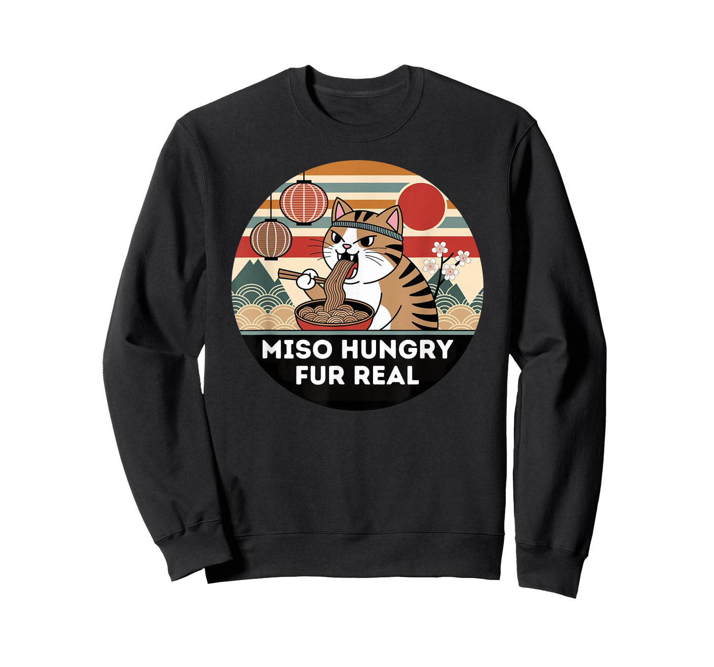 Miso Hungry Fur Real Anime Cat Ramen Japanese Noodles T-Shirt