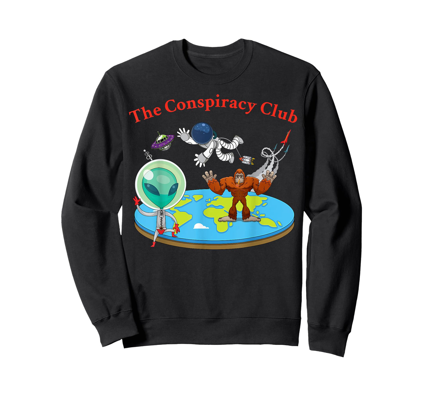 Conspiracy Club Alien Bigfoot Flat Earth Conspiracy Shirt T-Shirt