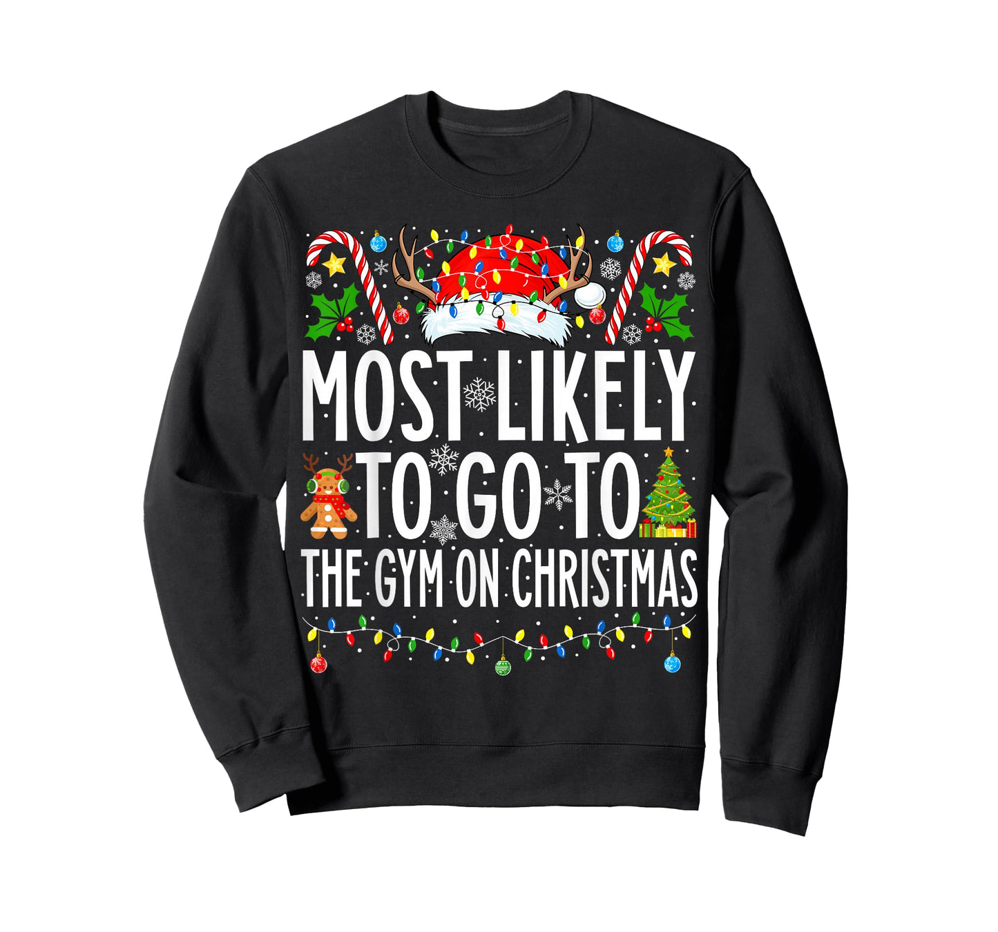 Most Likely To Go To Gym On Christmas Bodybuilding Xmas Gym T-Shirt