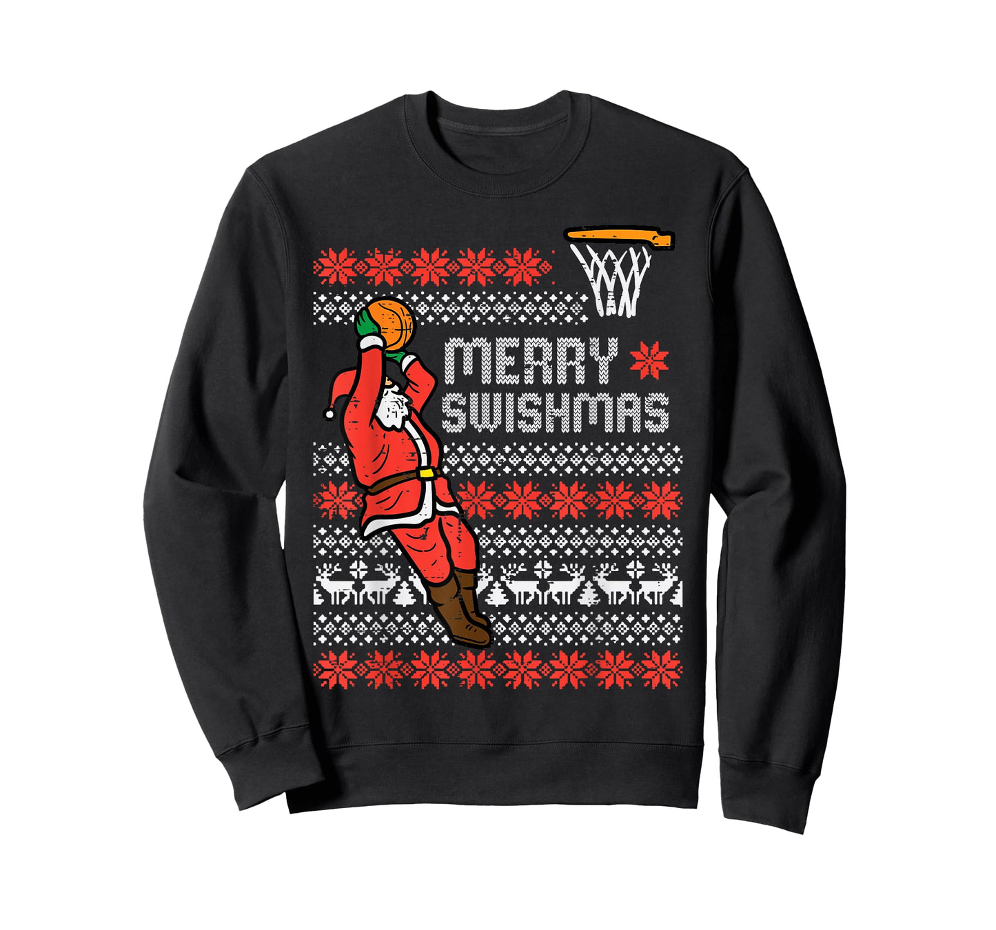 Merry Swishmas Basketball Ugly Christmas Xmas Men Boys Kids T-Shirt