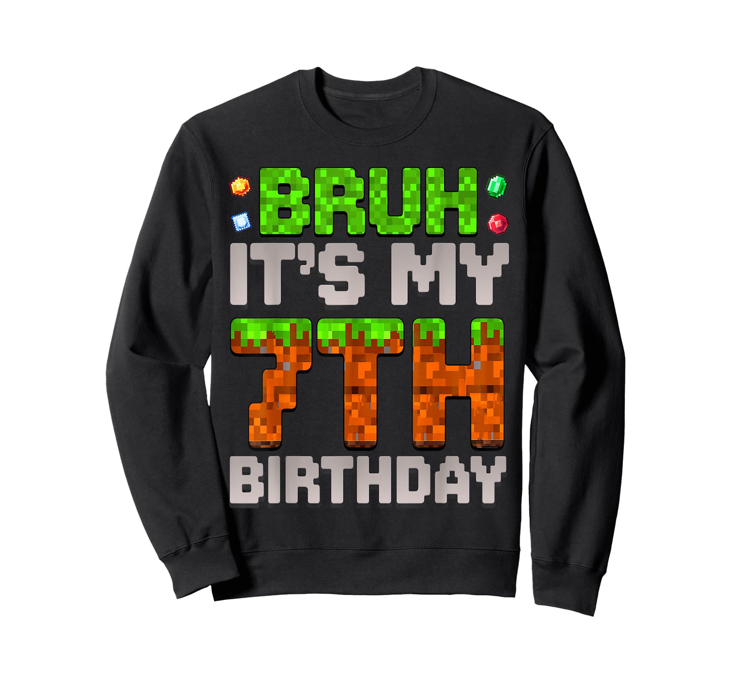 Funny Birthday Boy Bruh It's My 7th Birthday Gamer Pixel T-Shirt