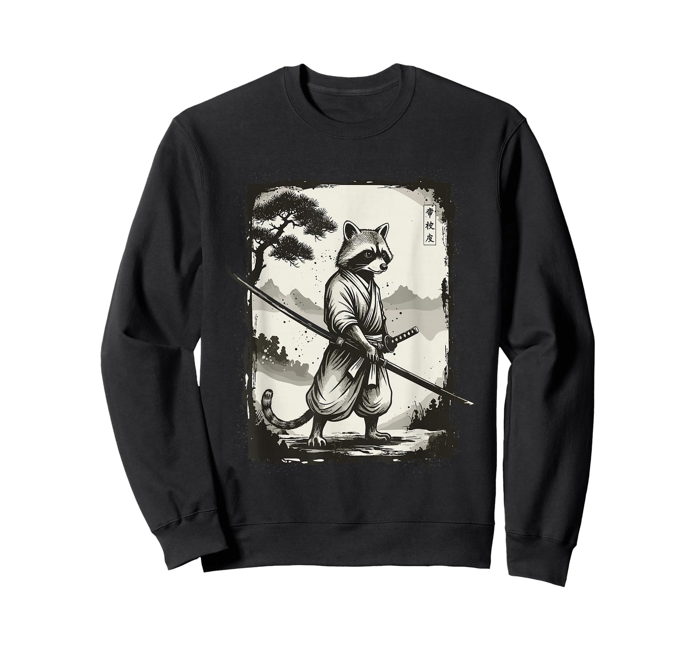 Samurai Raccoon Japanese Shirts for Men Warrior Vintage T-Shirt