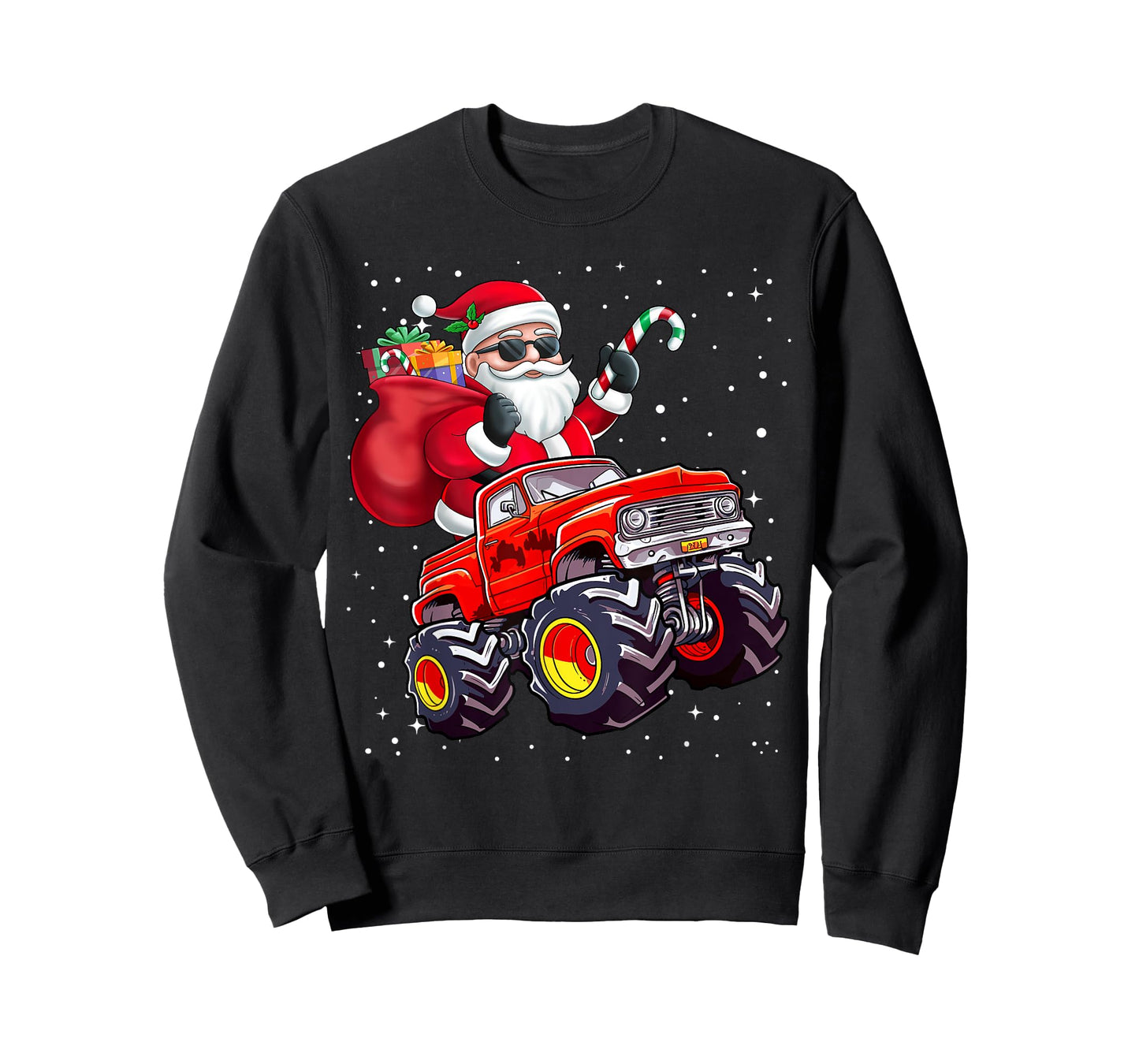 Santa Claus Riding A Monster Truck Christmas Boy Girl Kids T-Shirt