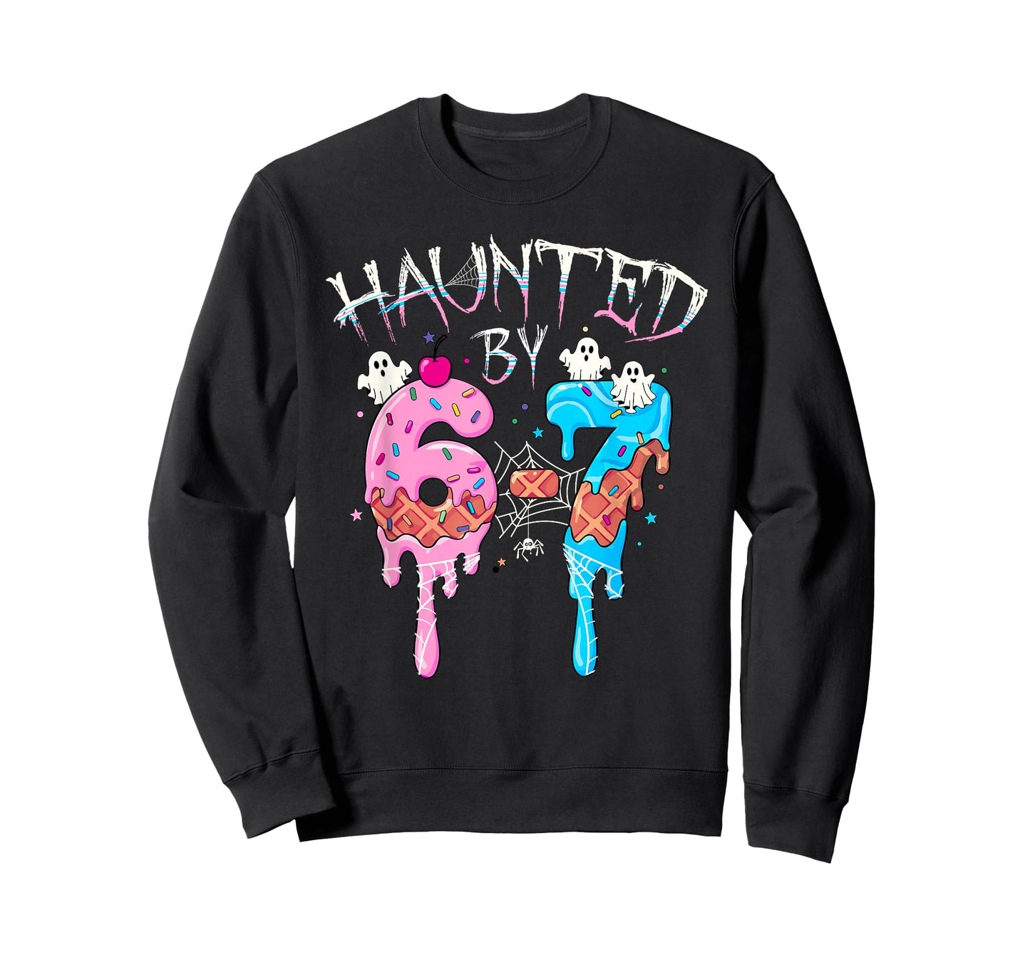 Haunted by 6 7 Halloween Ghost Gen Alpha Meme Ice Cream Drip T-Shirt
