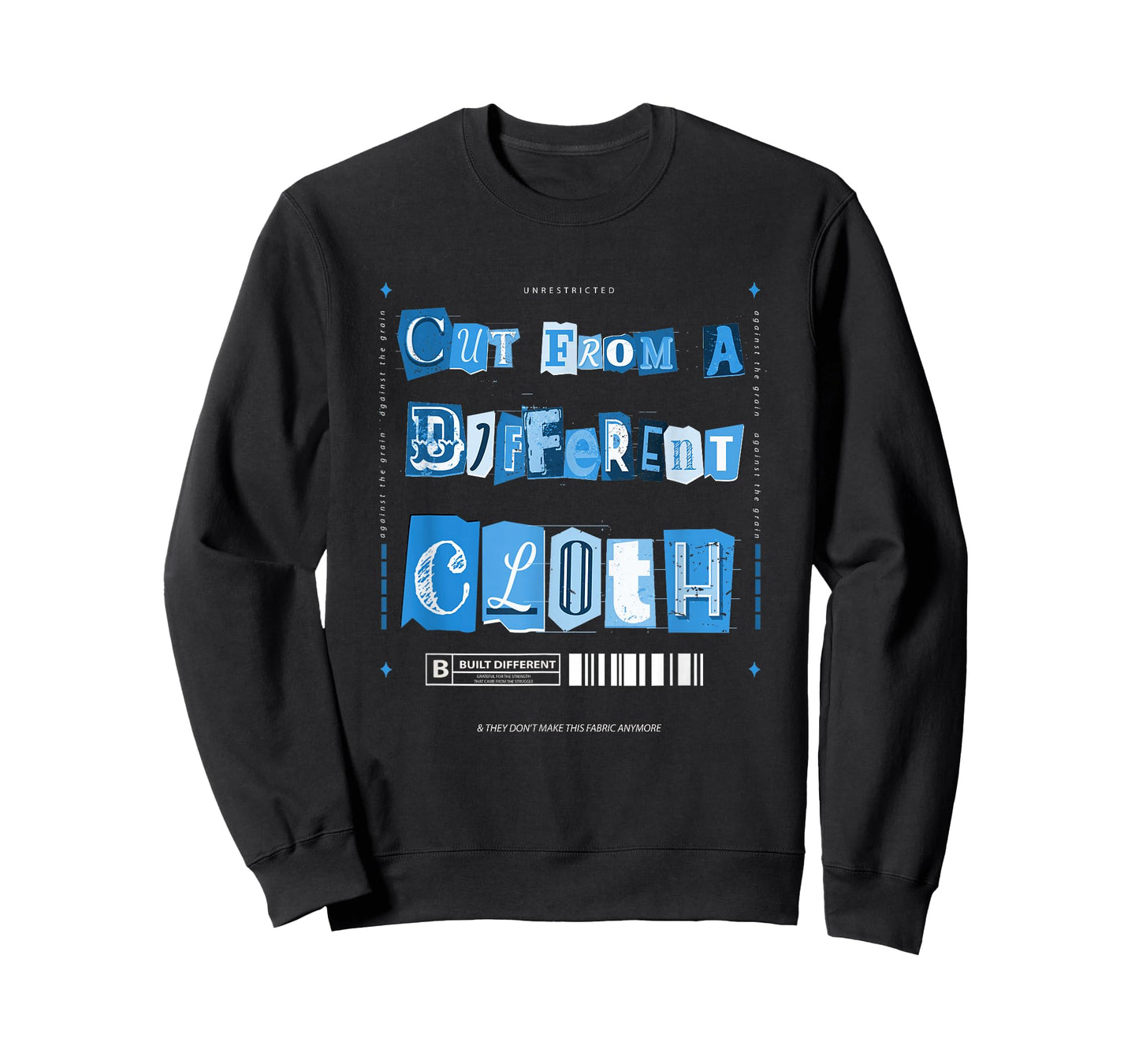 Blue Cut from A Different Cloth Blue Color Graphic T-Shirt