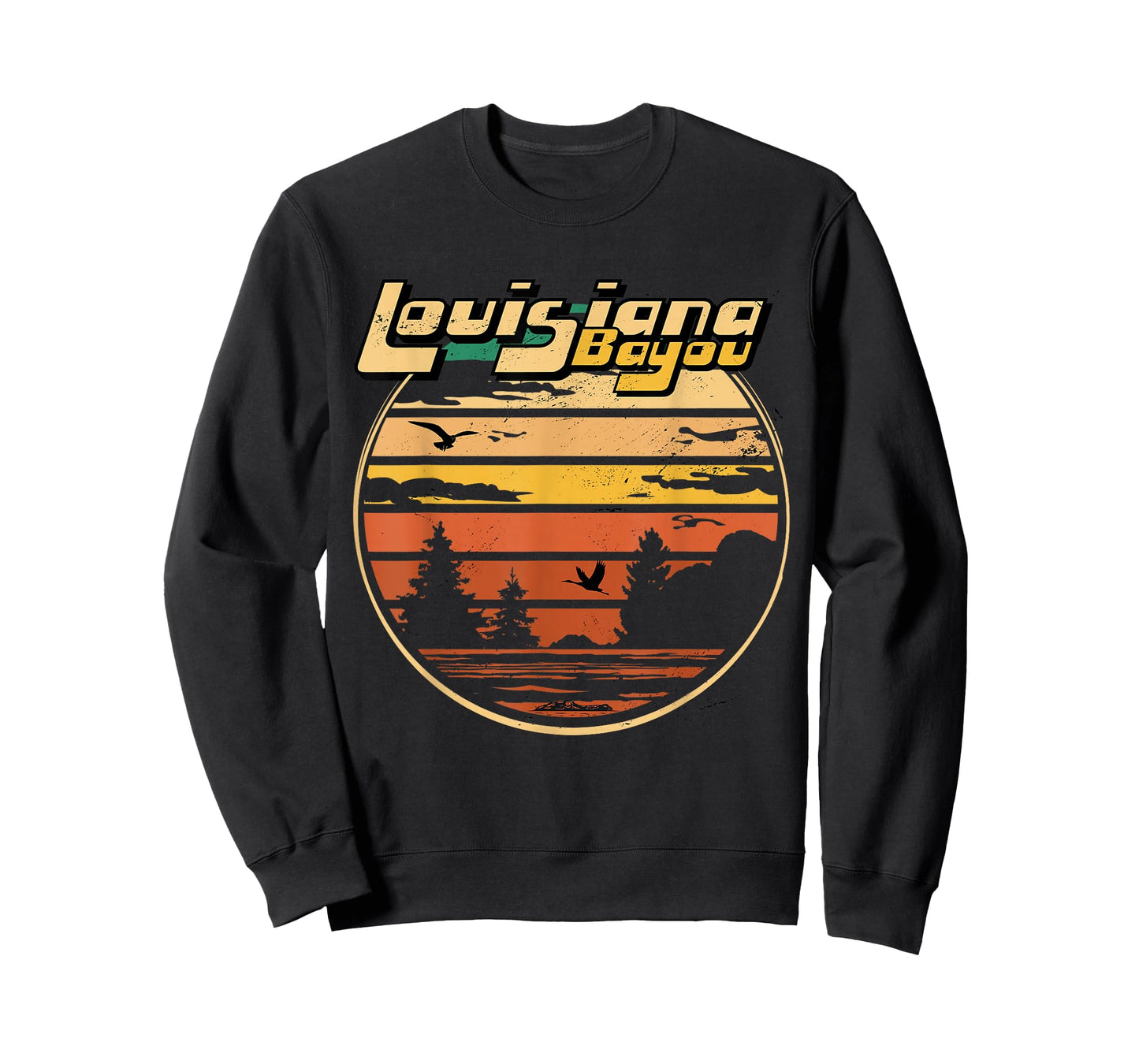 Louisiana Bayou Retro Vintage Distressed Swamp Landscape T-Shirt