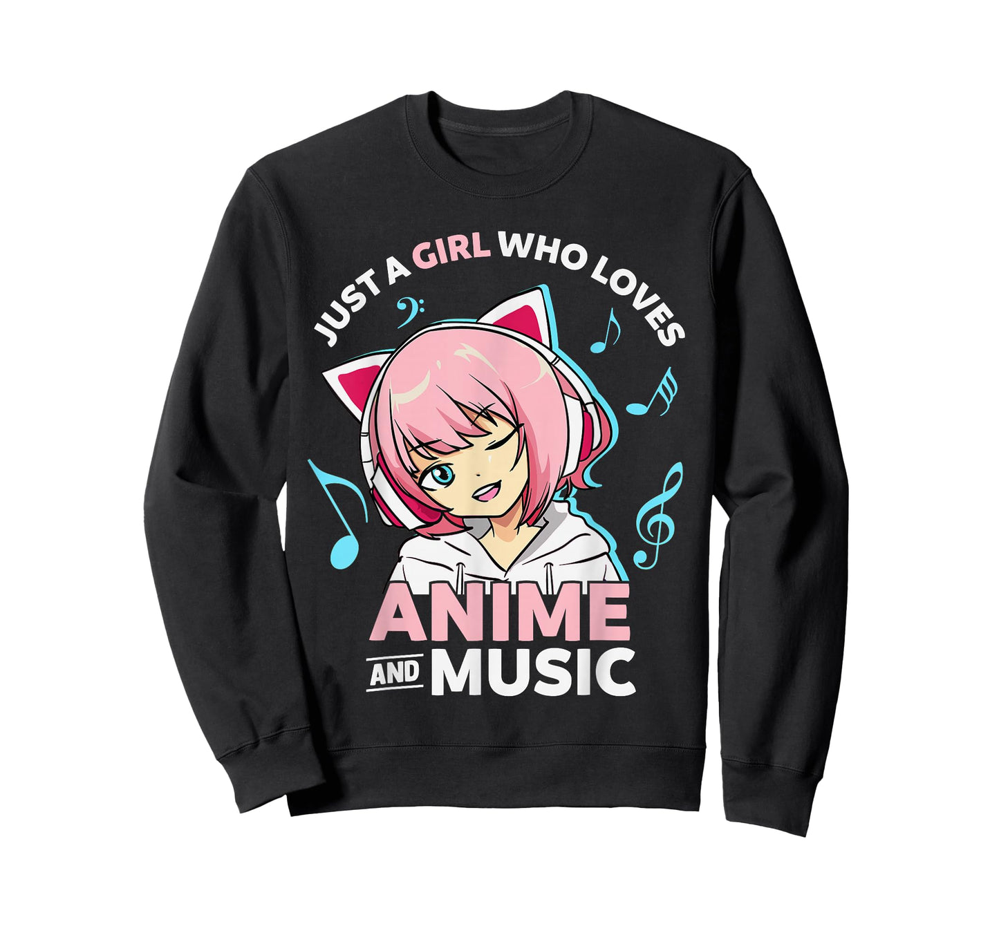Just A Girl Who Loves Anime and Music Women Anime Teen Girls T-Shirt