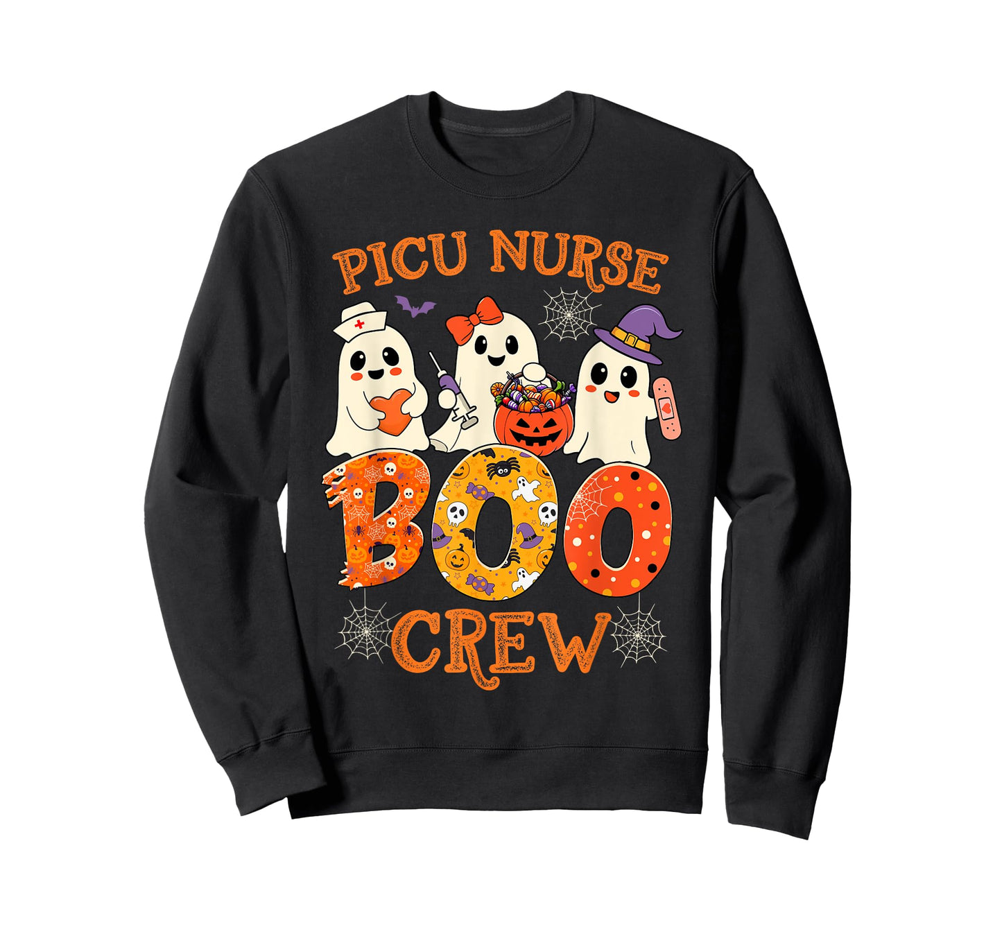 Picu Nurse Boo Crew Funny Ghost Halloween Spooky Costume T-Shirt