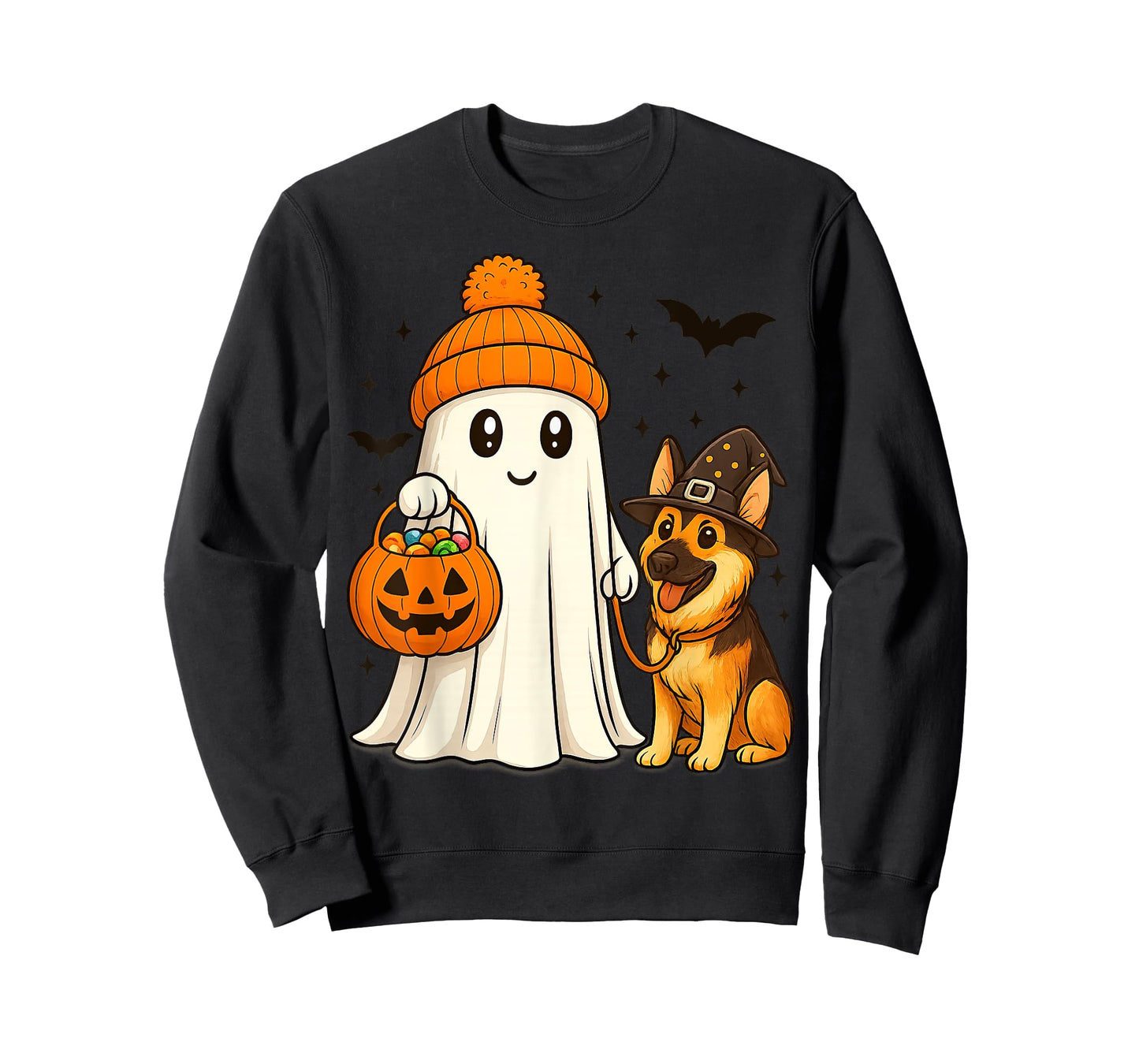 Ghost German Shepherd Dog Walking Halloween Spooky Costume T-Shirt