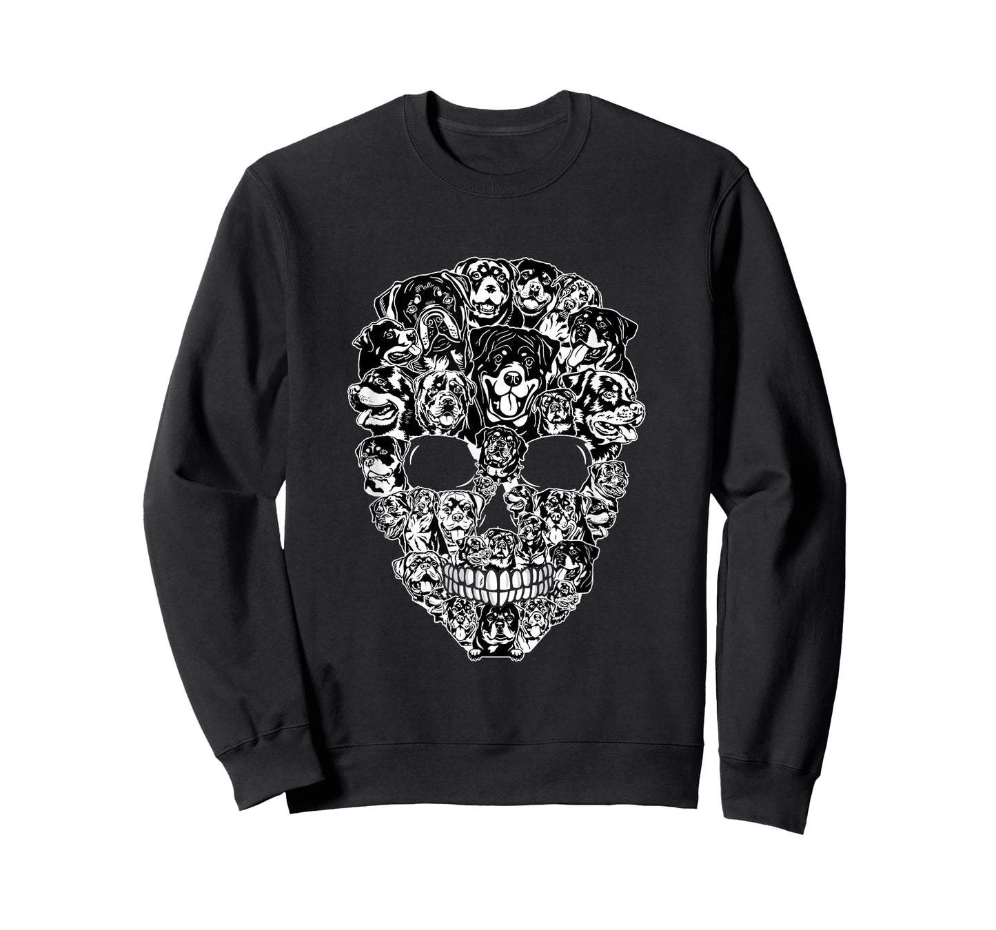 Funny Rottweiler Skull Dog Skeleton Halloween Men Women Kids T-Shirt