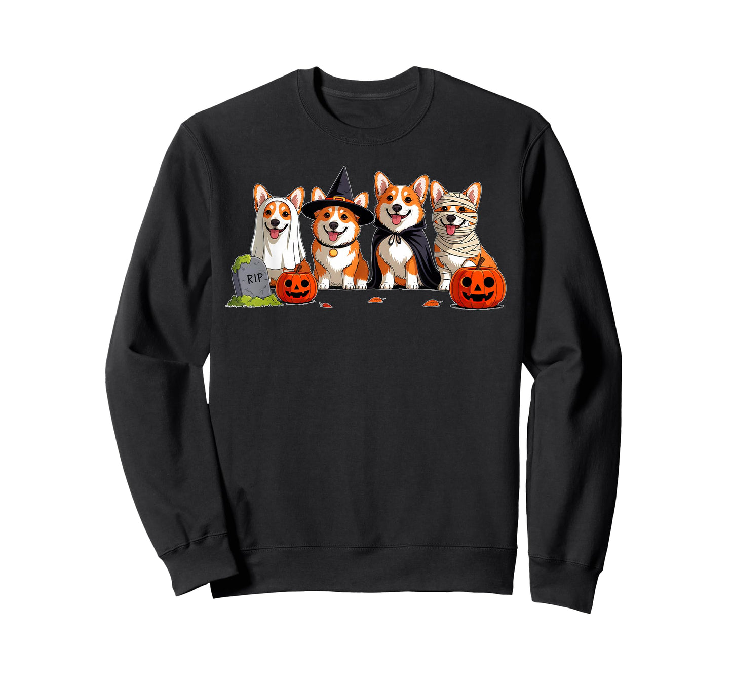 Corgi Dog Ghost Witch Mummy Pumpkin Funny Halloween Costume T-Shirt