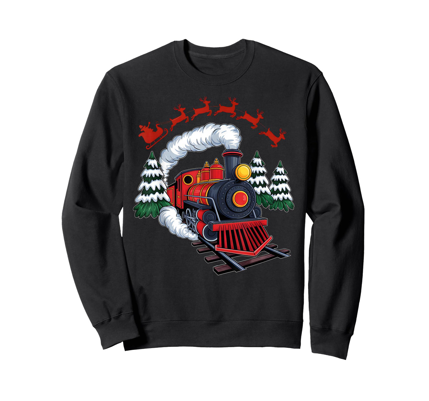 Funny Christmas Train Xmas Pajamas Railroad Trains Lover T-Shirt