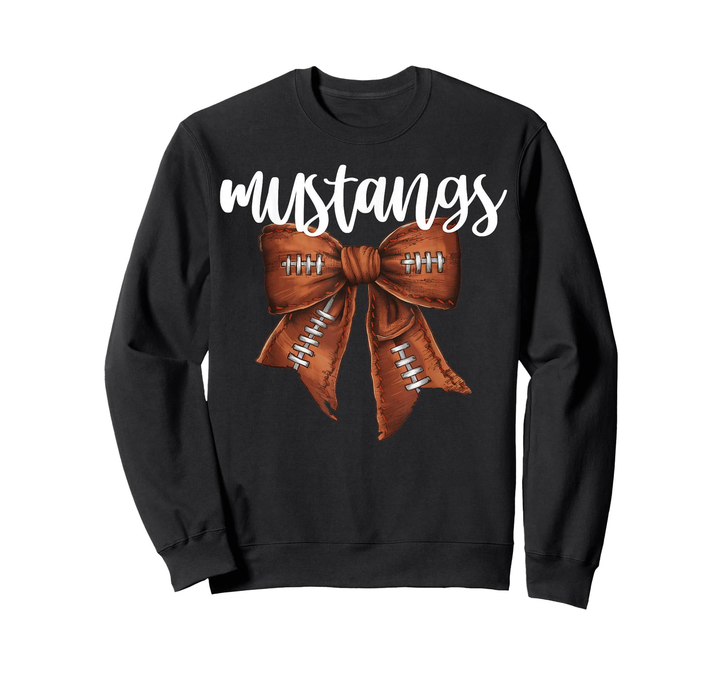 Mustangs Football Bow School Spirit Team Mascot Game Night T-Shirt