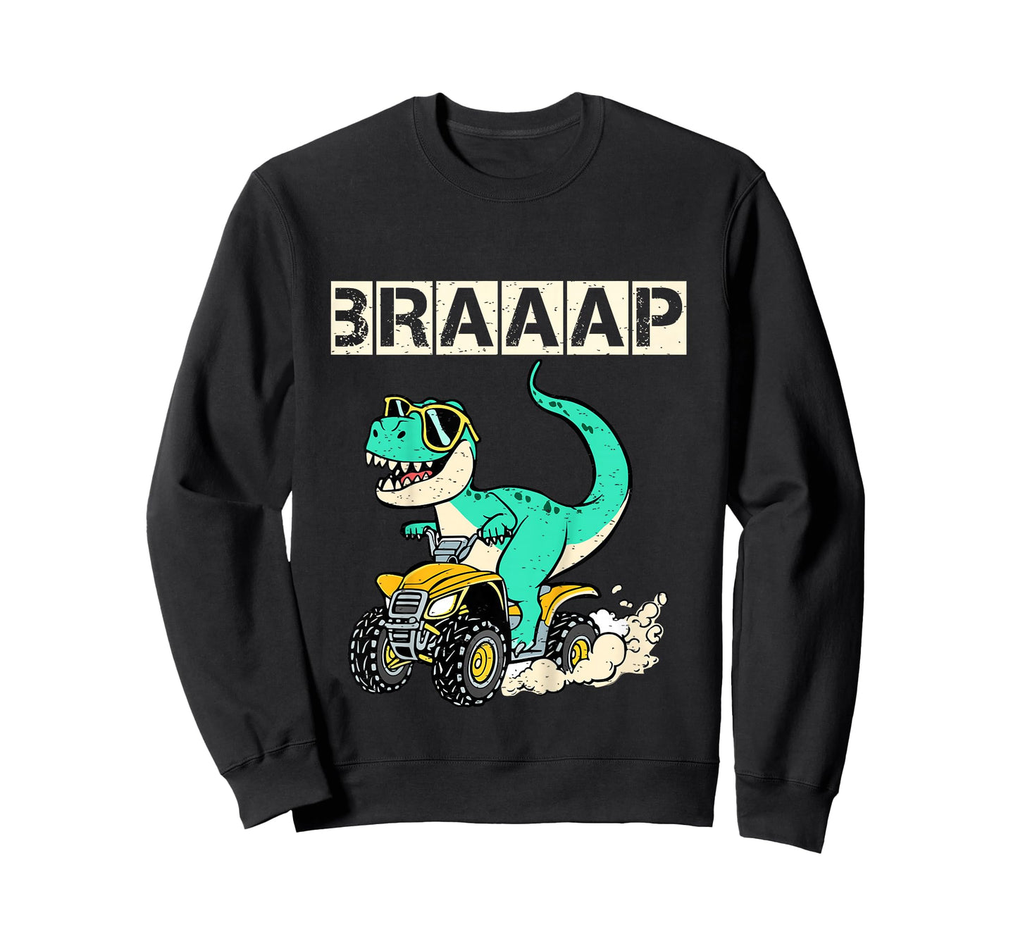 4 Wheeler Shirt Kids Toddler Boys T-rex Braaap Quad Riding T-Shirt