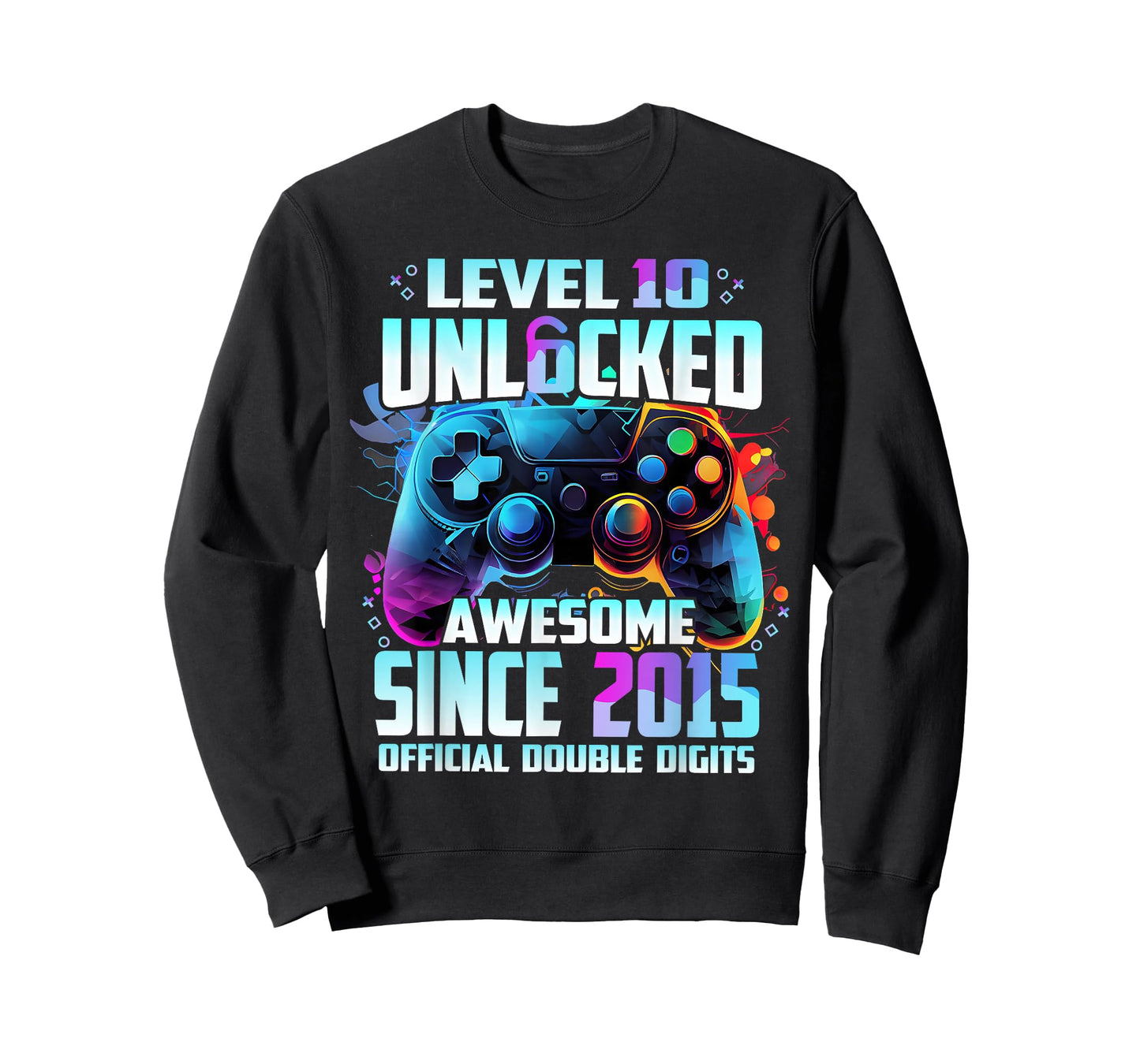 Level 10 Unlocked Awesome Since 2015 10th Birthday Gaming T-Shirt