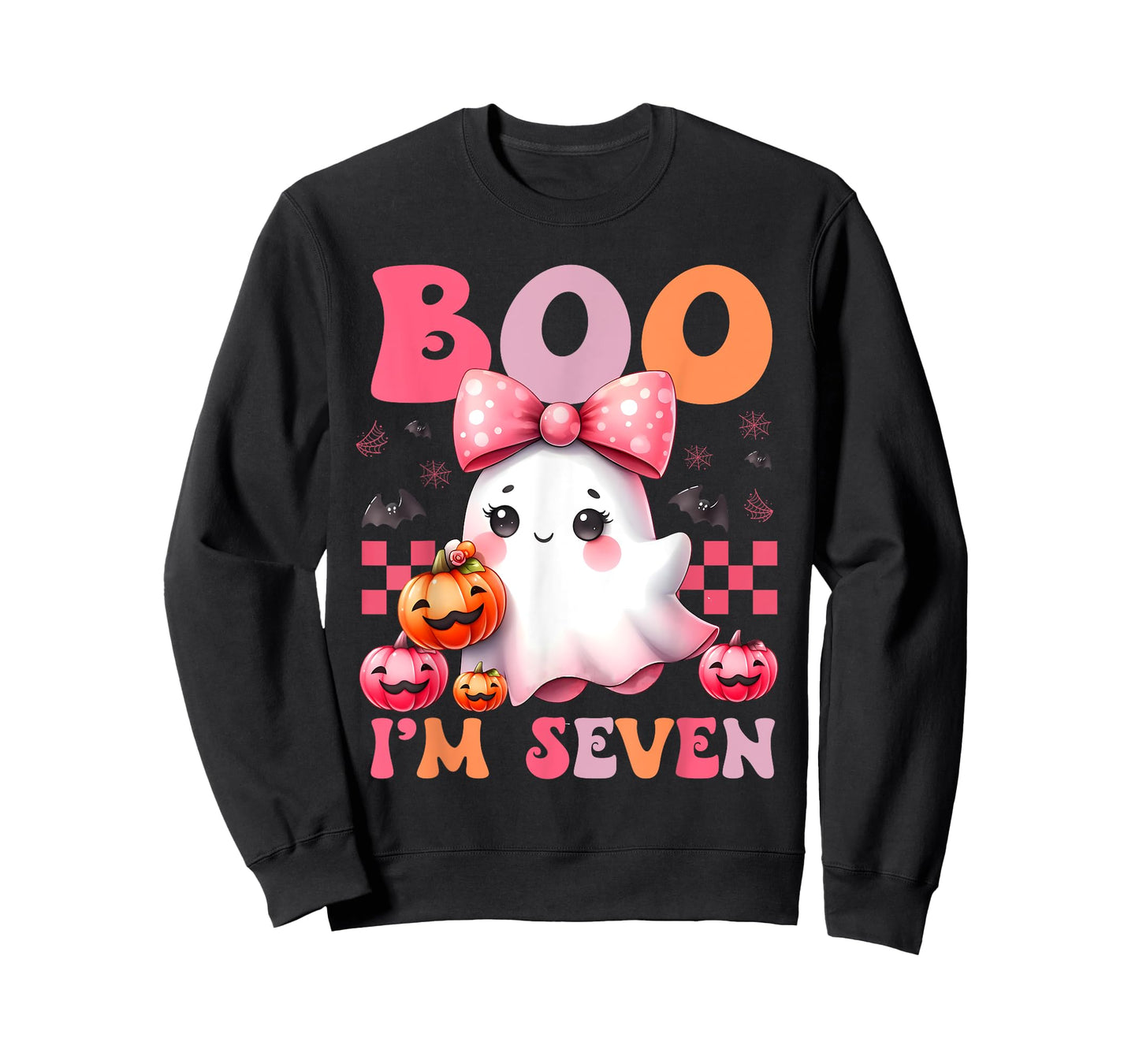 Boo I'm Seven Ghost Seventh 7th Birthday Halloween Girls T-Shirt