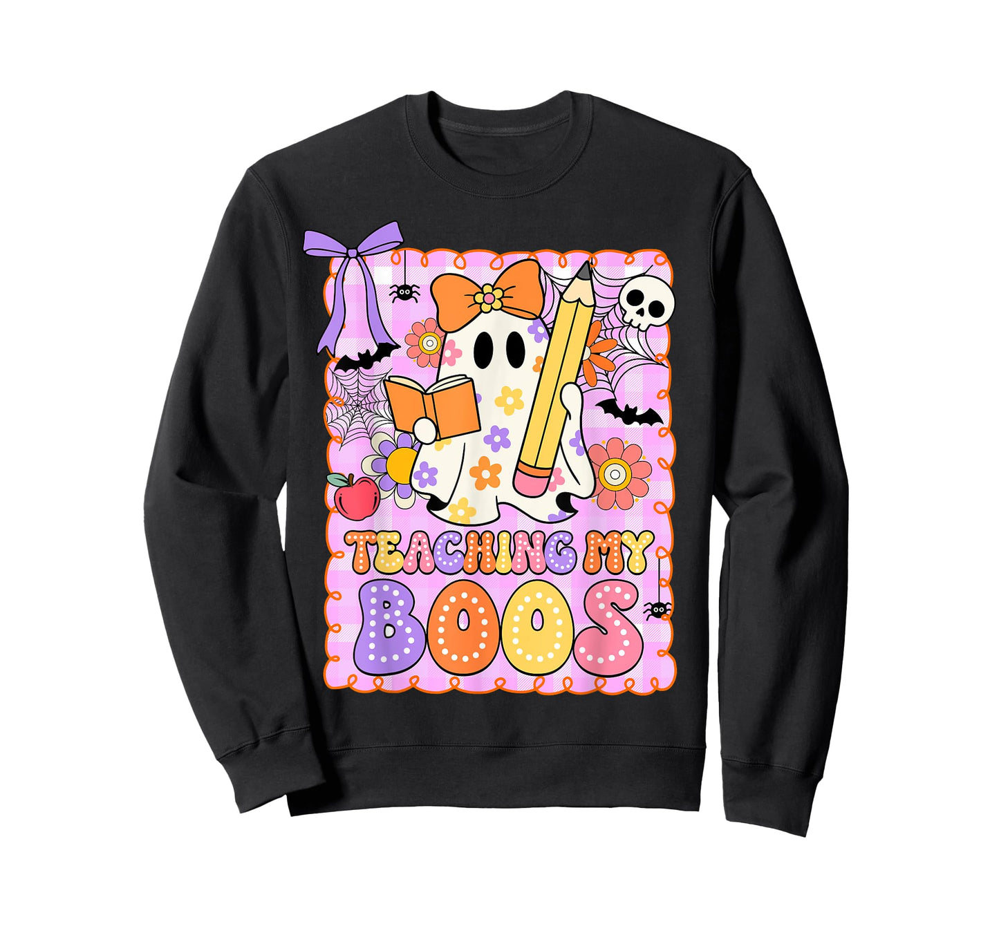 Preppy Teaching My Boos Teacher Ghost Halloween Girly Women T-Shirt