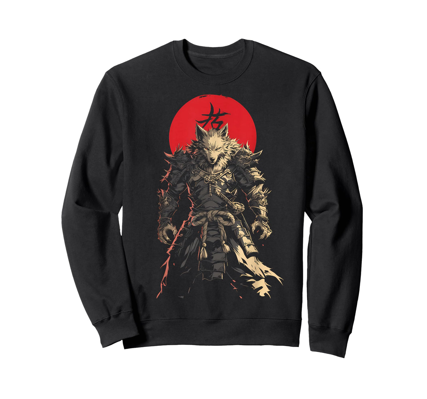 Japanese Samurai Wolf Kanji Samurai Warrior Wolf T-Shirt