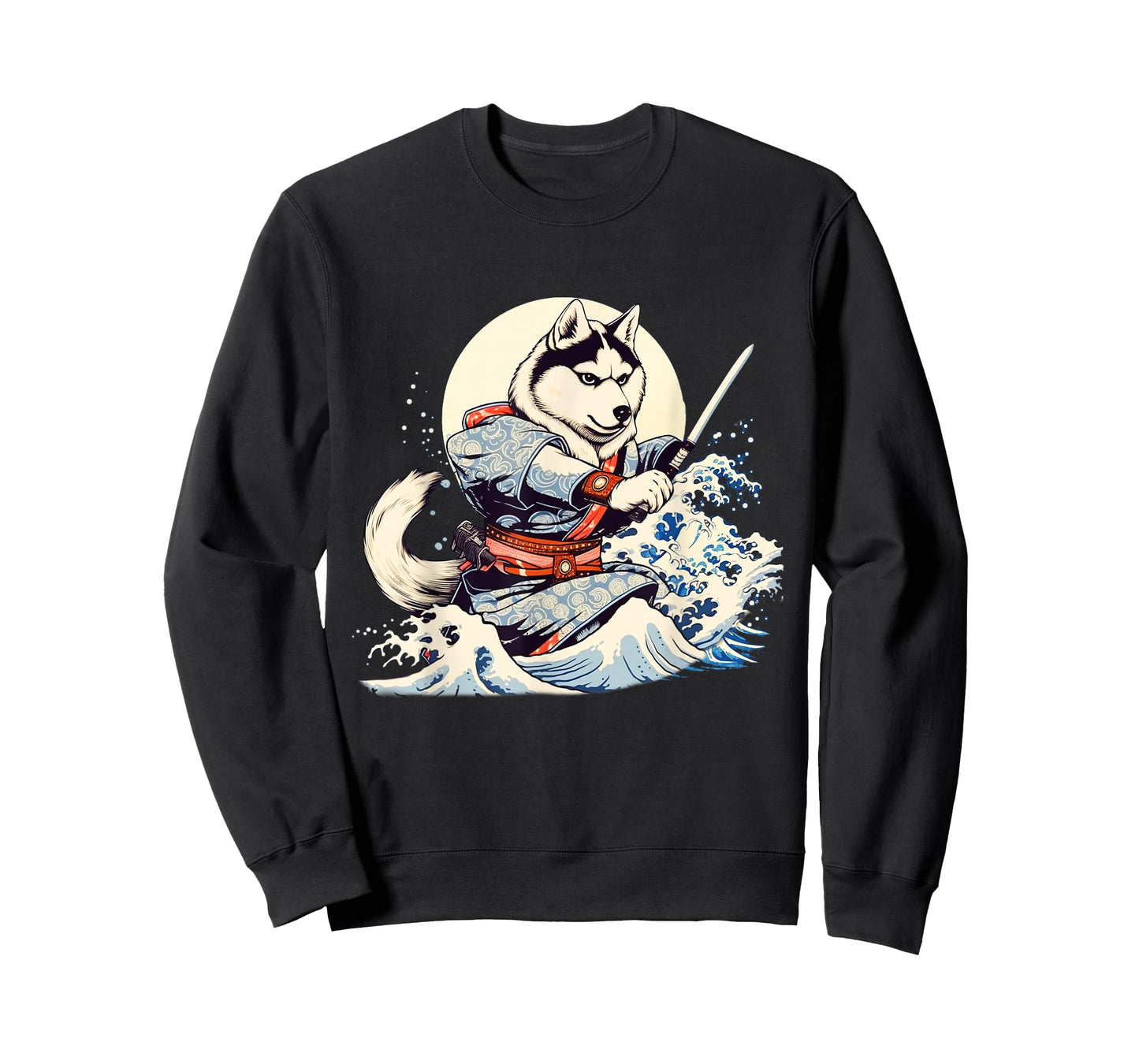 Siberian Husky Dog Japanese Grand Wave Ukiyoe Art Ninja T-Shirt