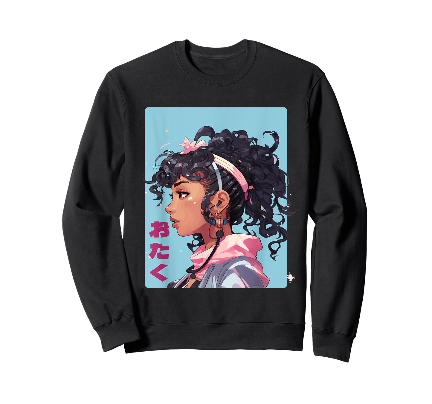 Black Manga Girl Japan Comic Otaku Anime T-Shirt