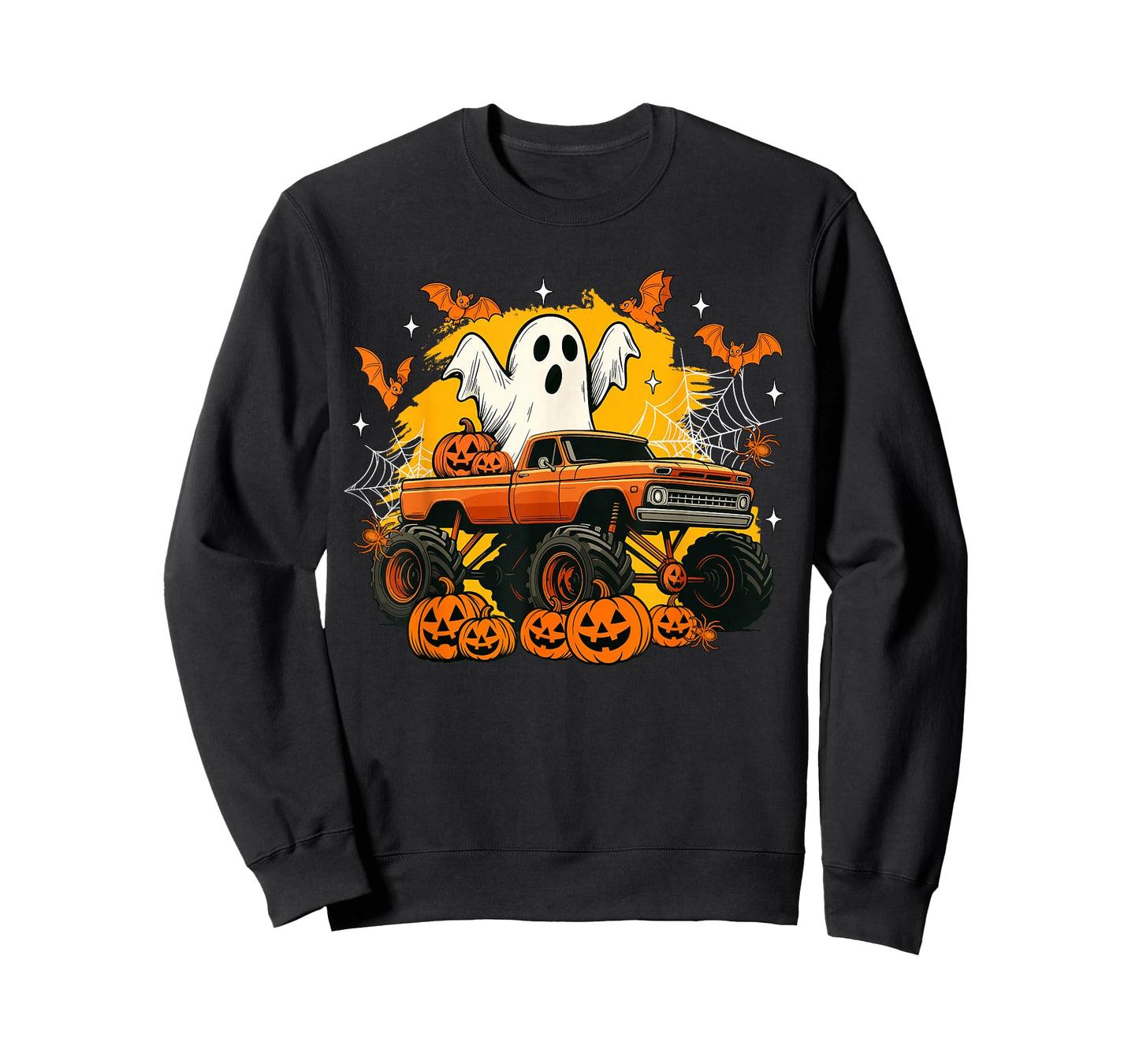 Boo Ghost Monster Truck Pumpkin Halloween Toddler Boys Kids T-Shirt